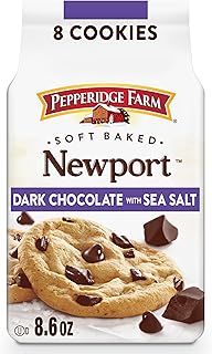 Pepperidge Farm Soft Baked Newport Dark Chocolate Cookies with Sea Salt, 8.6 Oz Bag (8 Cookies)