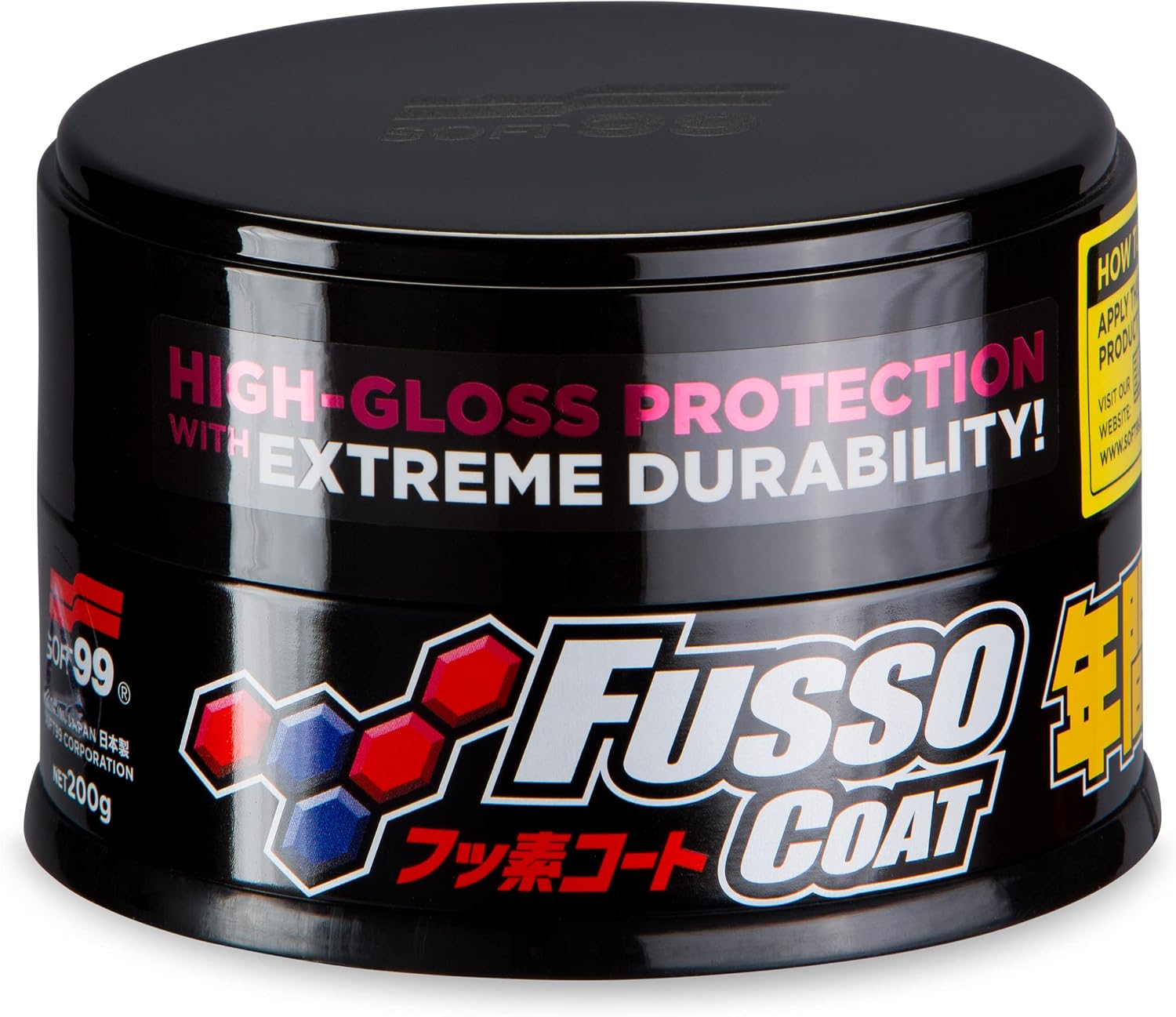 SOFT99 Fusso Coat 12 Months Wax Dark (EU Version) – Synthetic Car Wax for Black, Red, Blue & Dark Color Vehicles – Long-Lasting Hydrophobic Protection