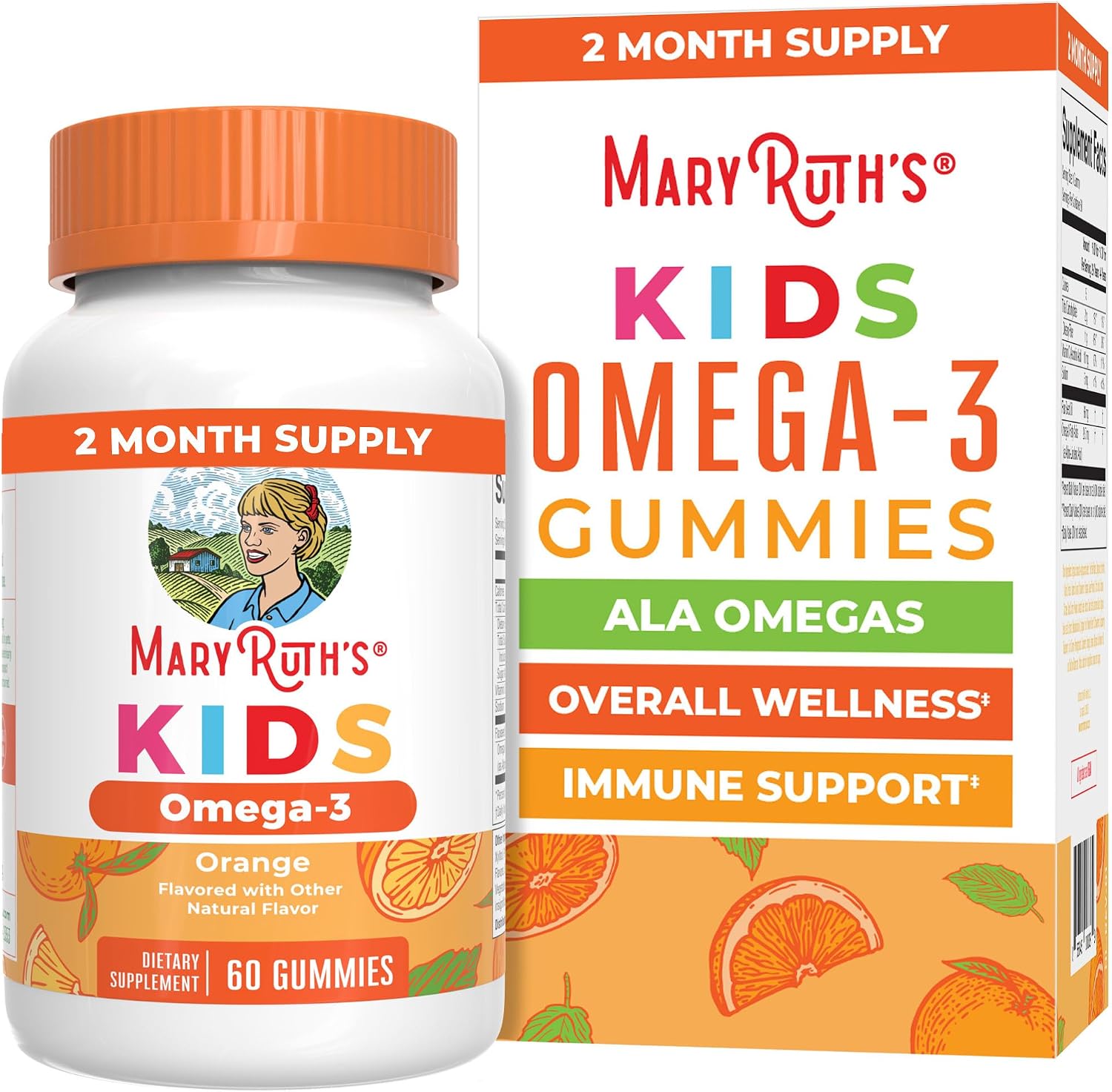 MARYRUTH'S Vegan Omega 3 Gummies for Kids, No Fish Taste, 2 Month Supply