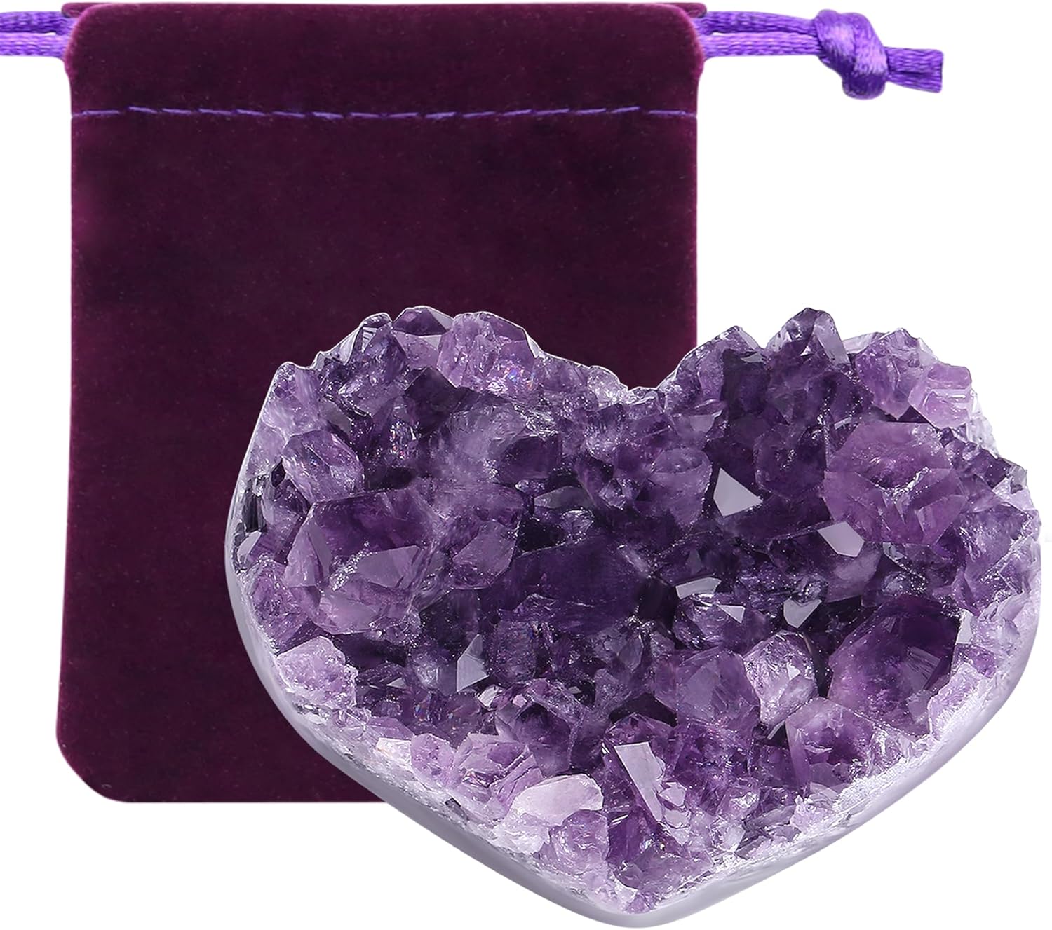 ZHIYUXI Amethyst Crystals and Healing Stones Gem Stones Heart Crystal Cluster Gemstones Rock Geode Purple Protection Crystals Raw Stone Heart Decor Energy Balance Reiki Room Decor 1Pc 1.18-1.57 in