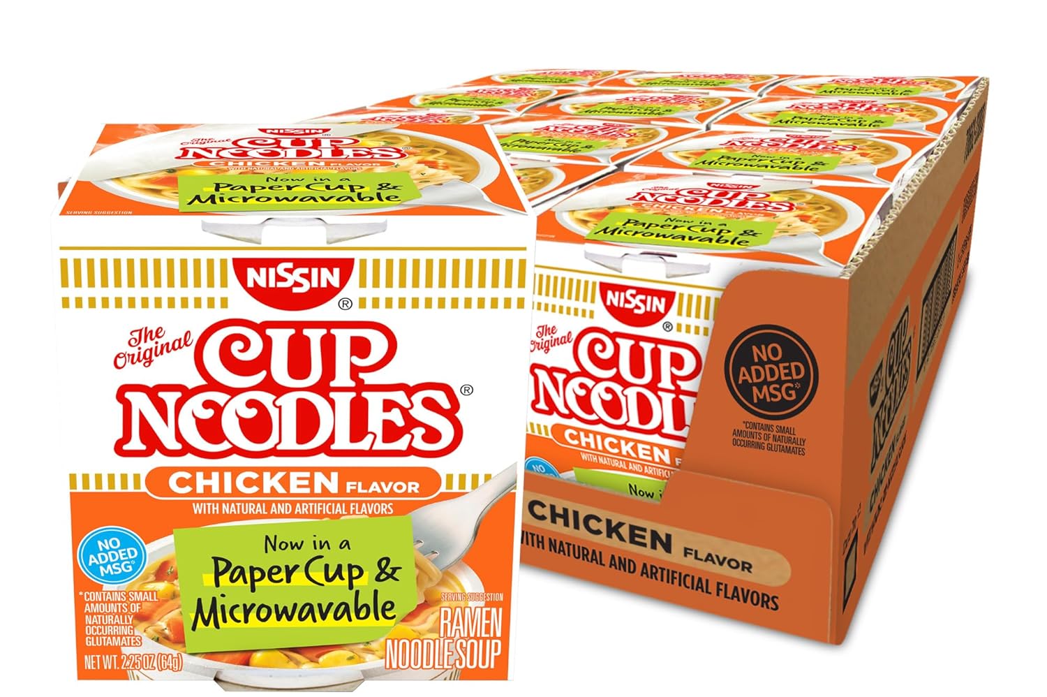 Nissin Cup Noodles Ramen Noodle Soup, Chicken, Microwaveable Paper Cup, 2.25 Ounce (Pack of 12)