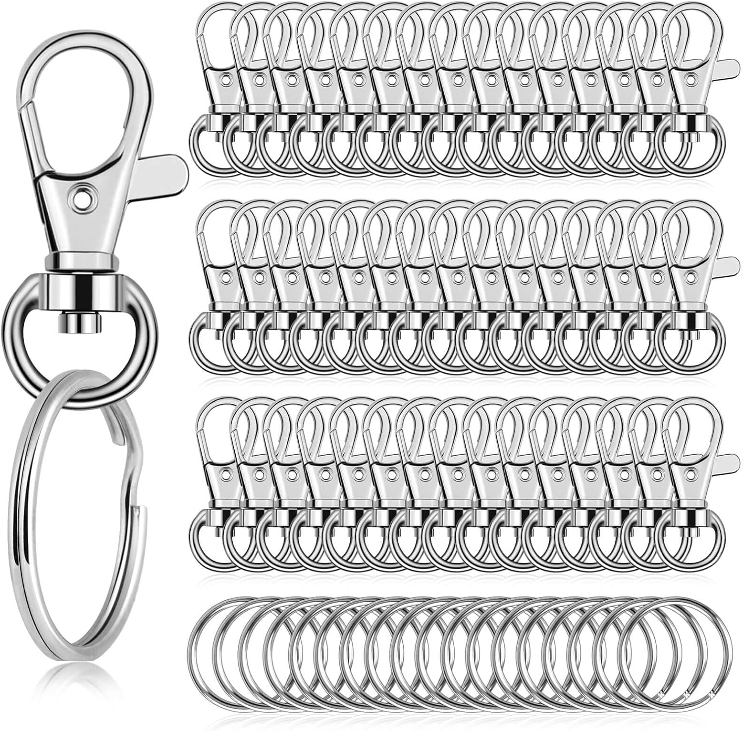140Pcs Keychain Hardware with 70 Swivel Clasps Lanyard Snap Hooks and 70 Keychain Rings for DIY Crafts, Resin and Jewelry Making
