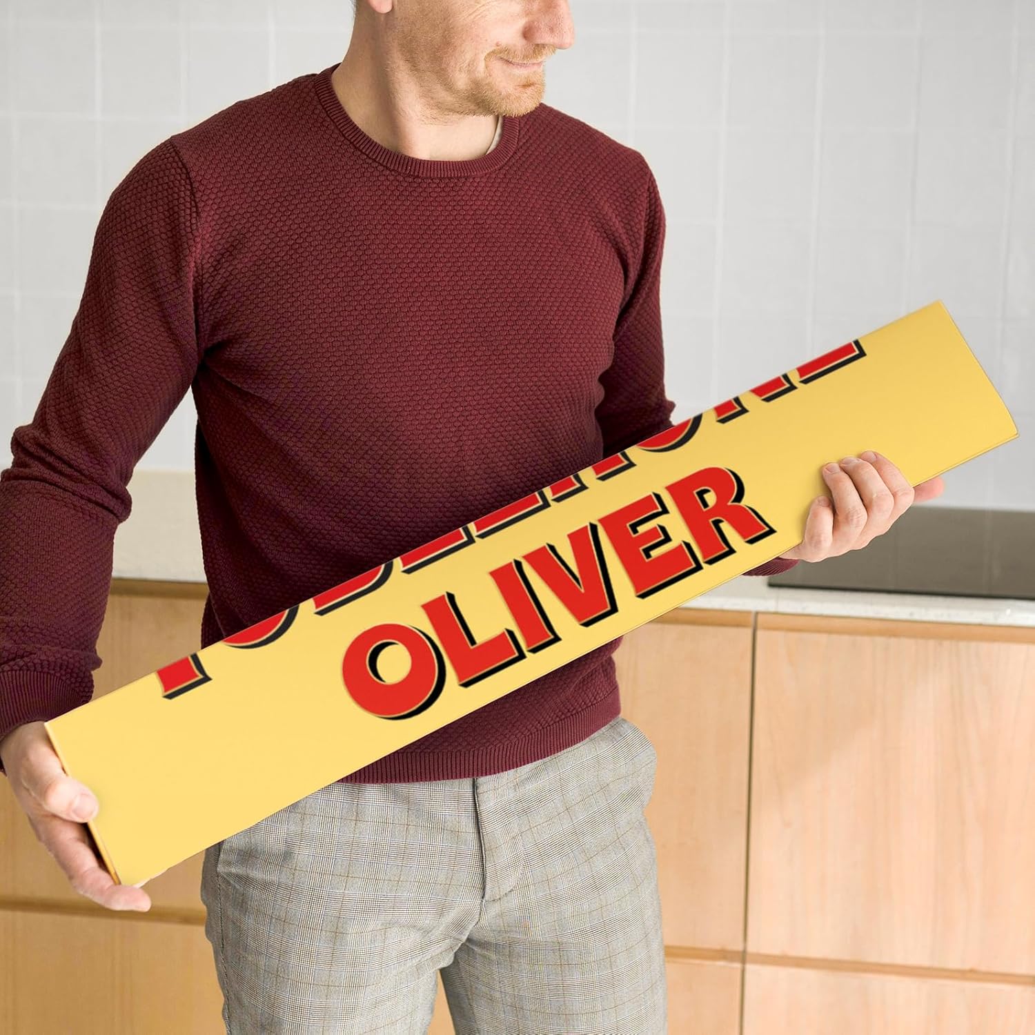 Personalized XXL 10 lbs chocolate bar - Chocolate bar 31.5 Inch personalized with the name or text of your choice and a whopping 10 lbs of delicious honey-almond nougat milk chocolate