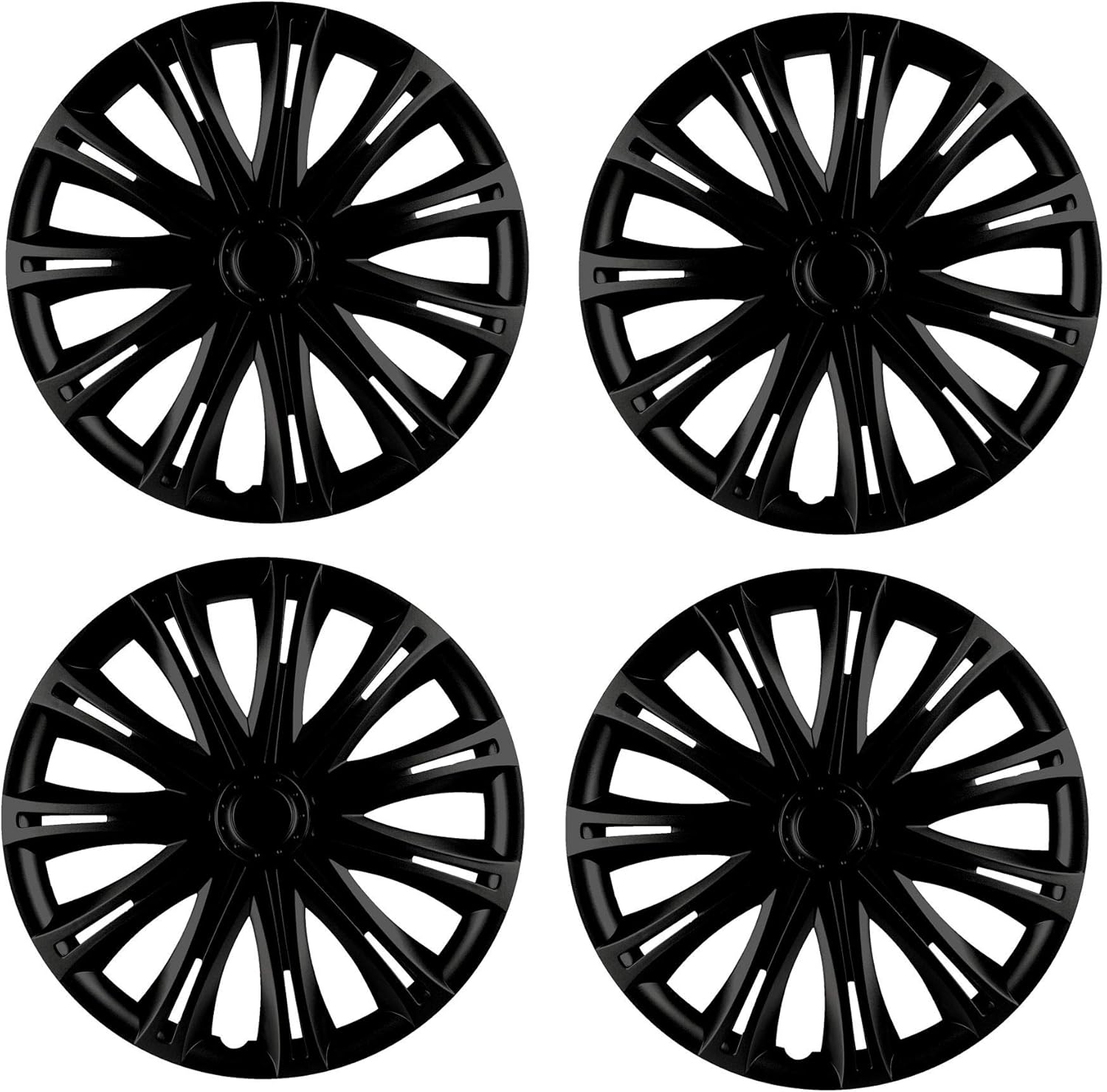 UKB4C 16" 4 x Alloy Look Black Multi-Spoke Wheel Trims Hub Caps Covers Protectors