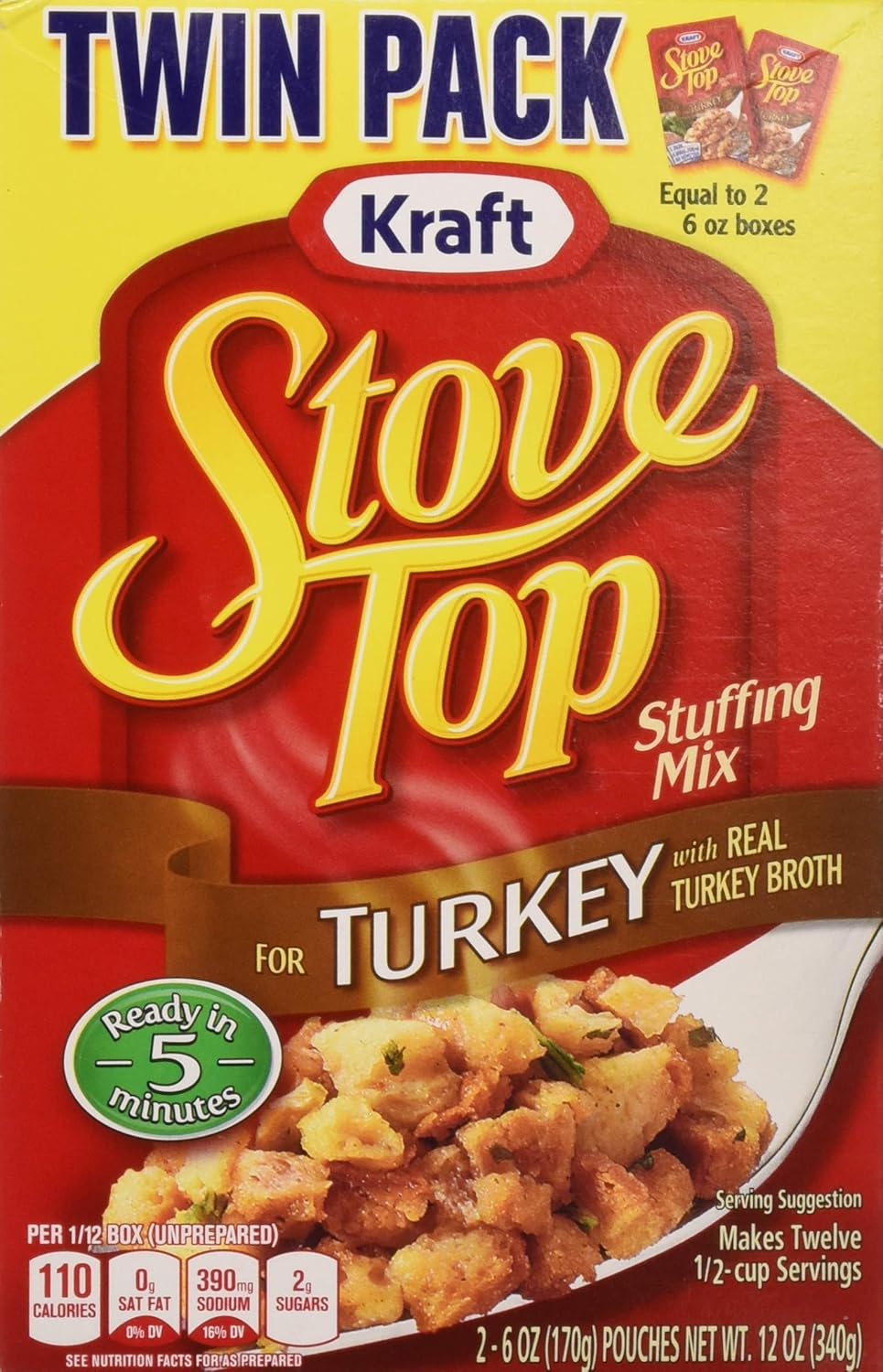 Stove Top Stuffing Mix Twin Pack, Turkey, 12.0 Ounce