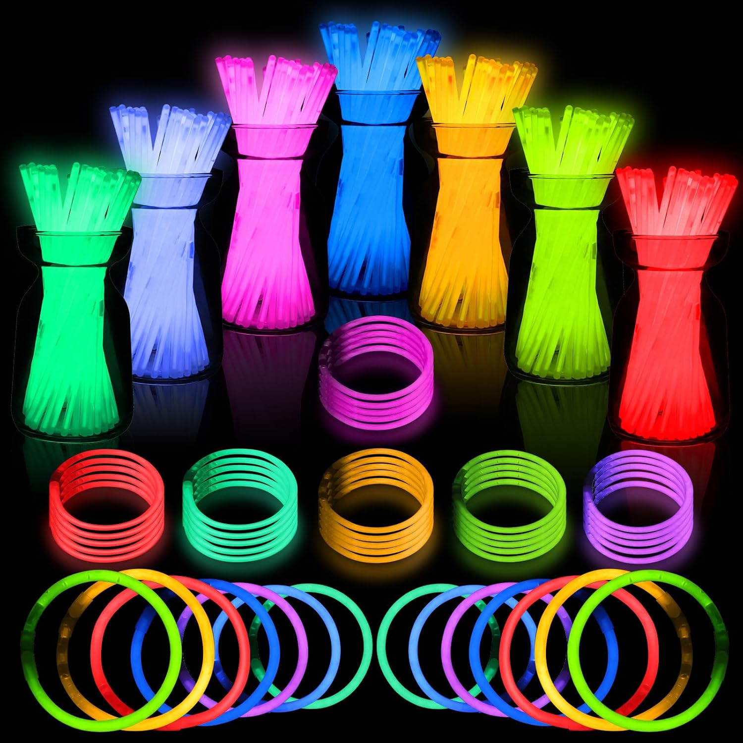 Ultra Christmas Bright Glow Sticks - 500 Party Pack with Connectors for Christmas, Neon Birthday and Holidays - Multicolor 8" Glow Sticks Necklaces Bulk