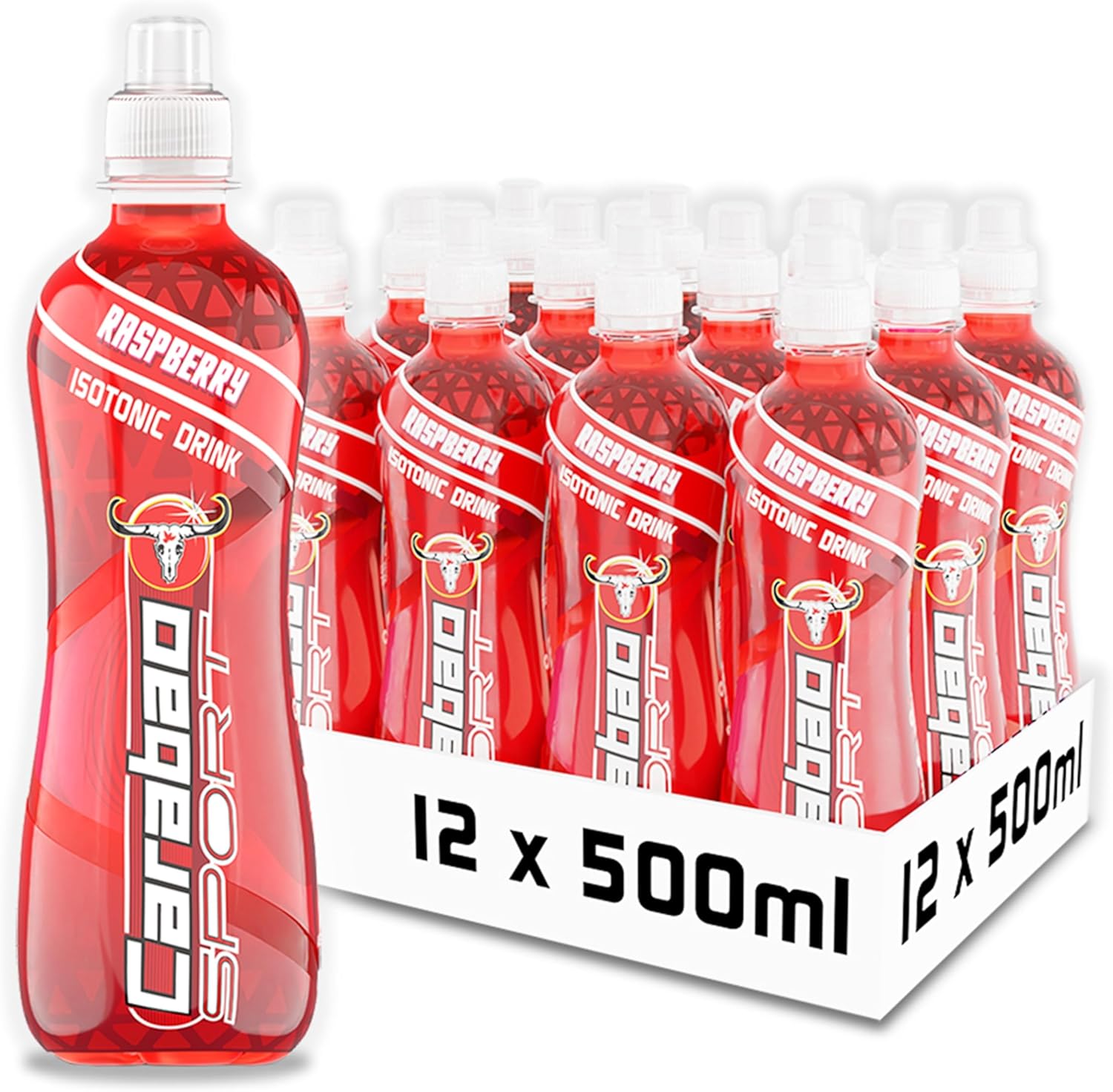 Carabao Sport Energy Drink Raspberry, 12 x 500ml Bottles Case, Isotonic, Electrolytes, No Aspartame, B Vitamins B6 B12, Sports Drink, Hydration, Performance, Fruit Flavour, Bulk Crates, Multipack