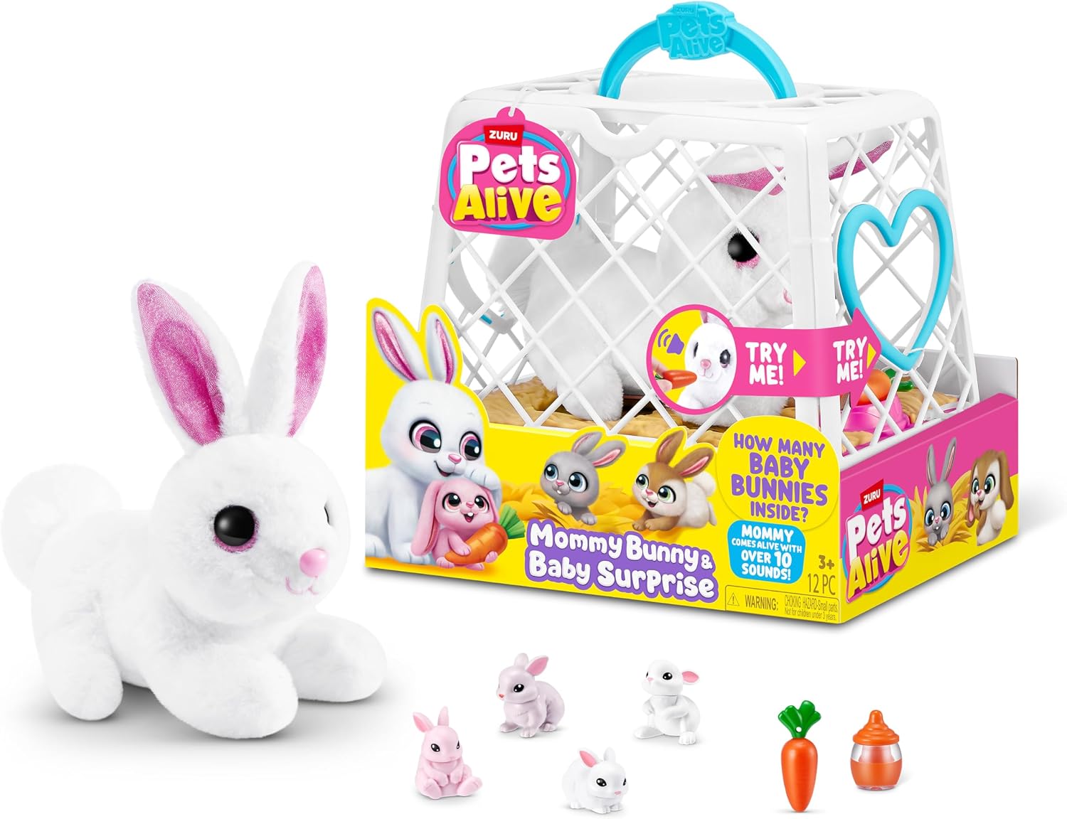 Pets Alive Easter Mommy Bunny & Baby Surprise by ZURU, Electronic Robotic Rabbit Plush with Babies, Easter Toy Gift for Kids