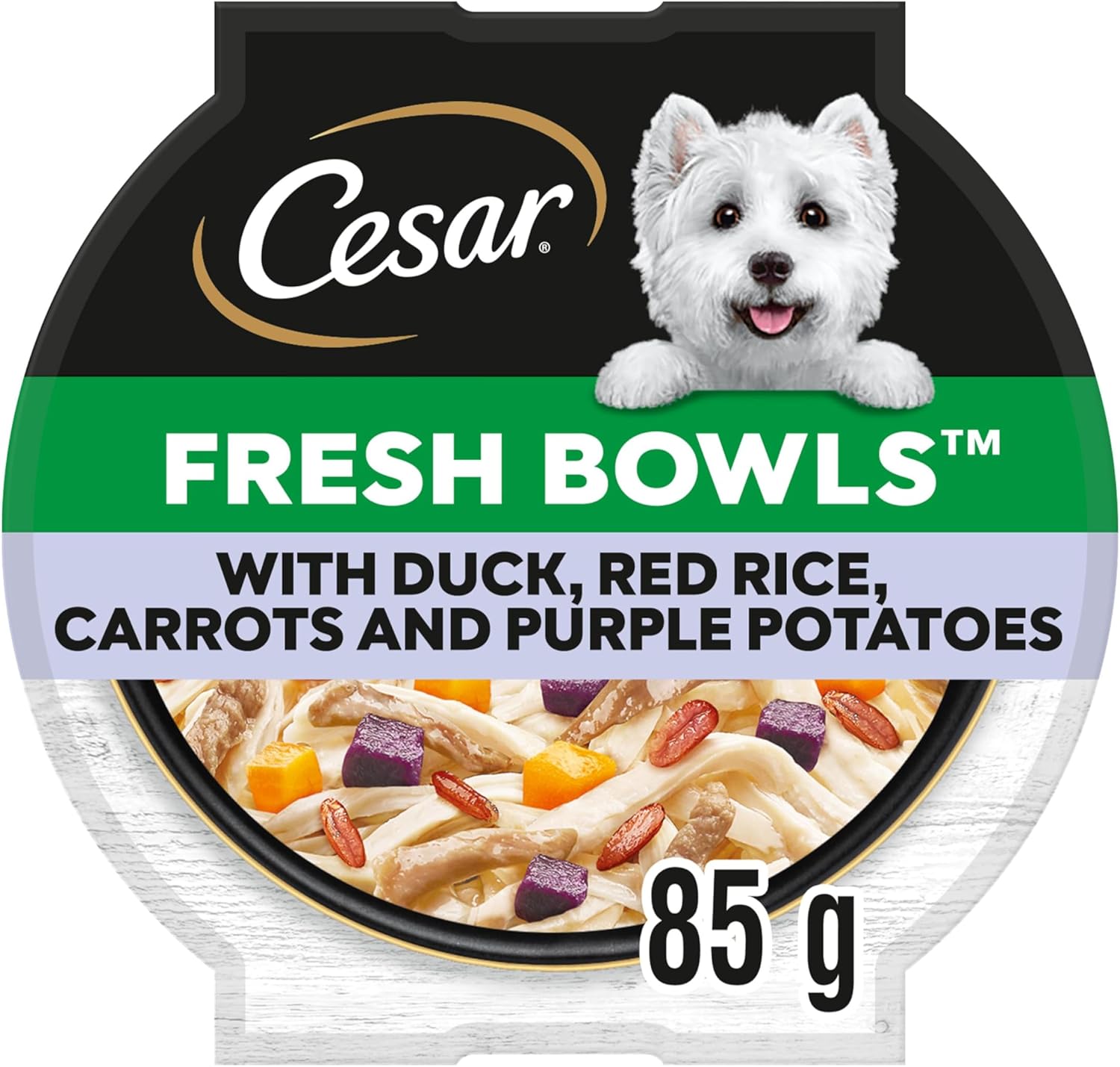 CESAR Fresh Bowl Adult Dog with Duck,Red Rice,Carrots,Potato in Gravy 85g (Pack of 10)
