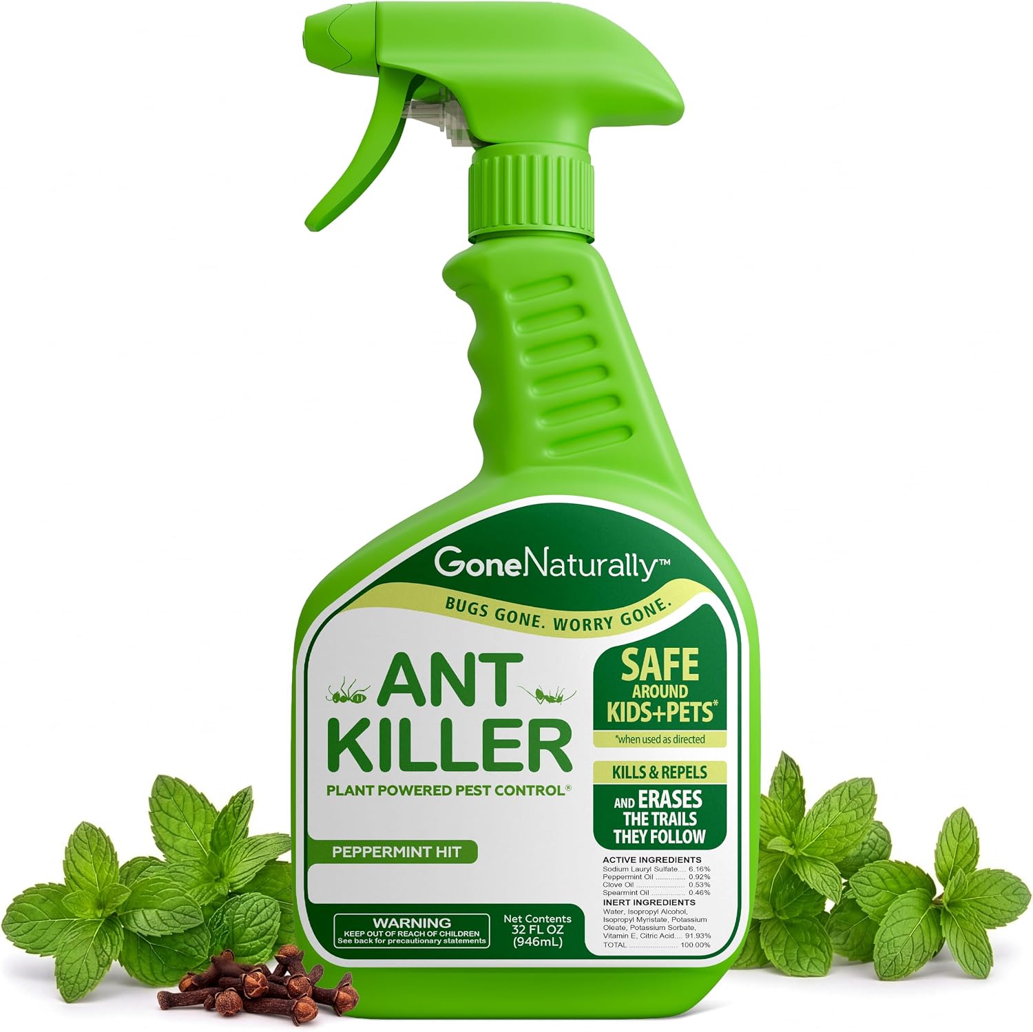 Ant Killer – Indoor & Outdoor Ant Killer Spray for Carpenter, Pavement & Little Black Ants – Peppermint Oil Ant Spray & Ant Repellent for Home – Safe Around Kids & Pets (32oz)