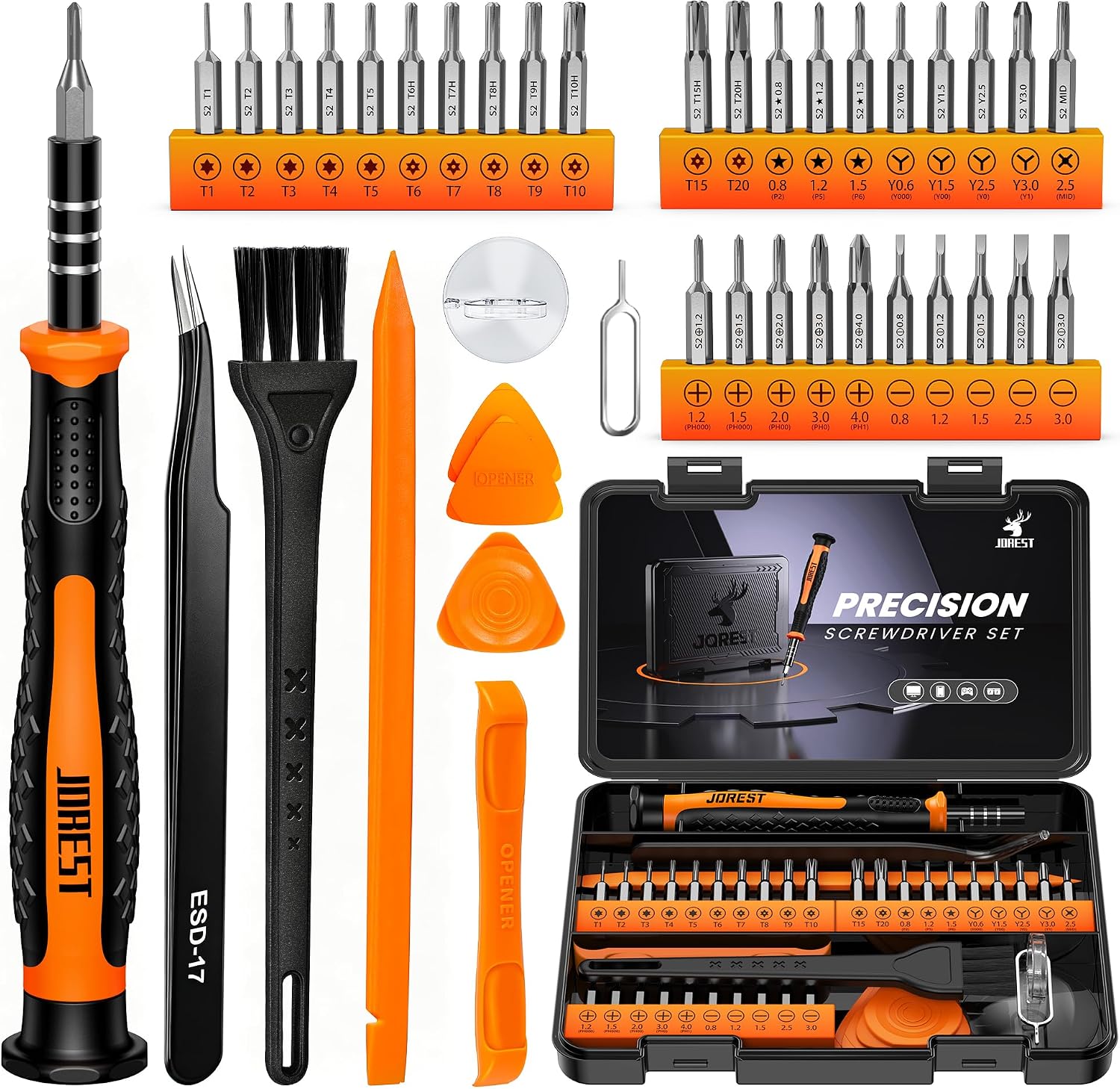 JOREST 40Pcs Precision Screwdriver Set, Mini Screwdriver with Torx T5 T6 T8 | Small Repair Tool Kit for MacBook, iPhone, Laptop, PS5, PC, Computer, Switch, Xbox, Watch, Glasses Ring Doorbell, Electronics