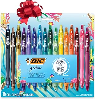 BIC Gelocity Quick Dry Ocean Themed Gel Pens, Fast-Drying Ink and Comfortable Full Barrel Grip, Medium Point (0.7mm), 16-Count Gift Set in Assorted Colors