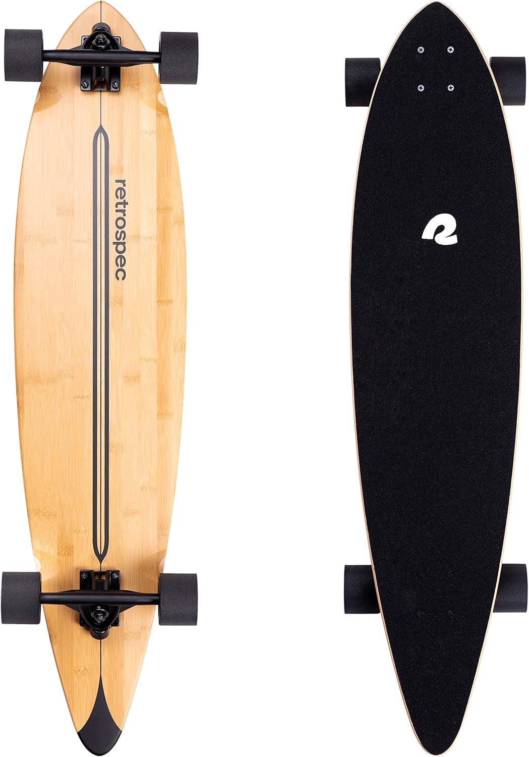 Retrospec Zed Cruiser & Pintail Longboard Skateboard Complete - Bamboo & Canadian Maple Wood Cruiser w/Reverse Kingpin Trucks for Commuting, Carving & Downhill Riding