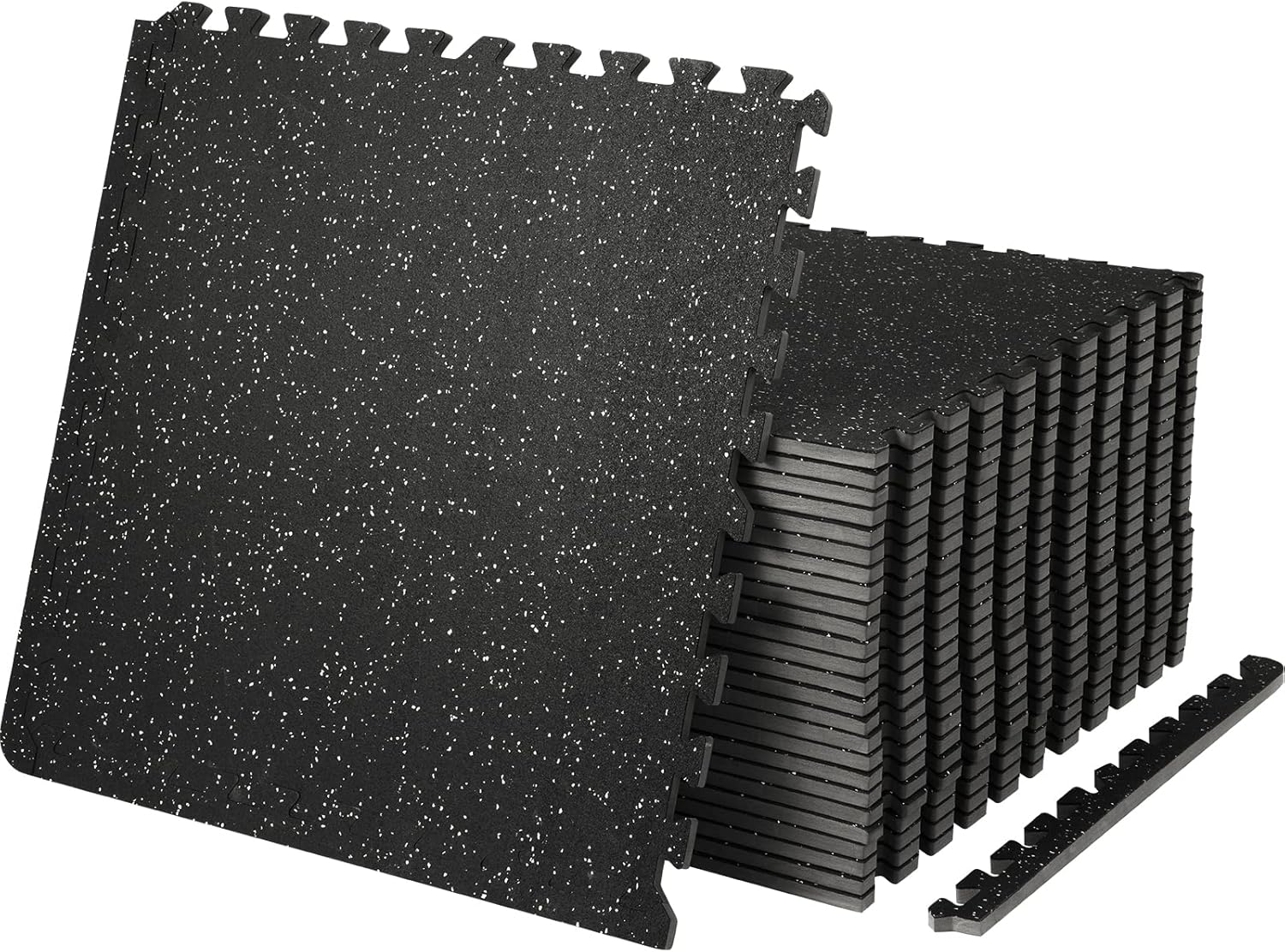 VEVOR 0.56Inch 100sq.ft 25 Tiles Gym Flooring for Home Gym, Rubber Top with High Density EVA Foam, 25 x 25In Gym Floor Exercise Equipment Mats, Interlocking Gym Mats, Puzzle Workout Mats, Black & Gray