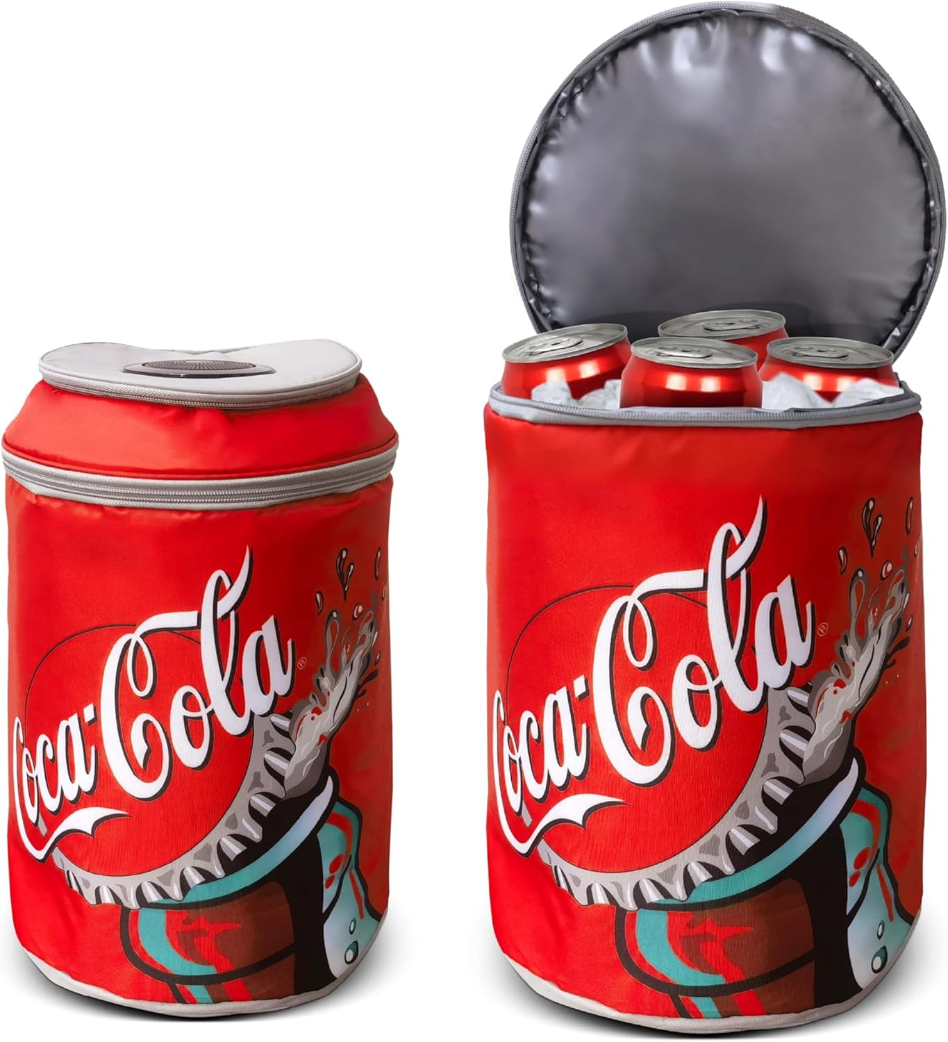 Coca Cola Can Shape Cooler Bag with Bluetooth Speaker, 5H Playtime, Adjustable Straps, Zippers, 5-Layer Insulated Fabric Keeps Food Fresh for 12 Hours, Perfect for Outdoor and Indoor BBQ Parties
