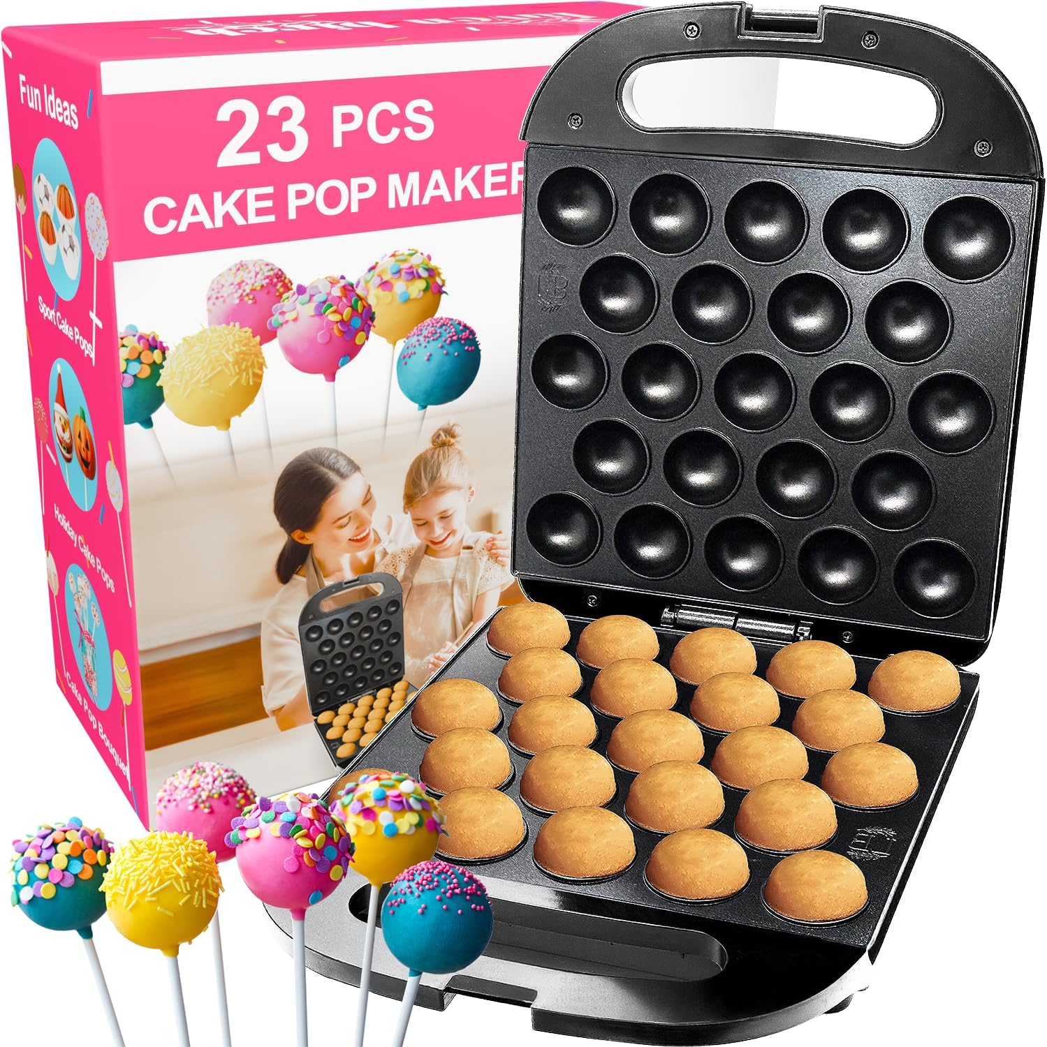 23 Cake Pop Maker Machine – Electric Non-Stick Baker, Fast Heating, Easy to Use for Kids, Birthdays, Parties, Snacks, Gifts, Fun Kitchen Gadget for Home & Restaurants, Makes 23 Cake Pops at Once