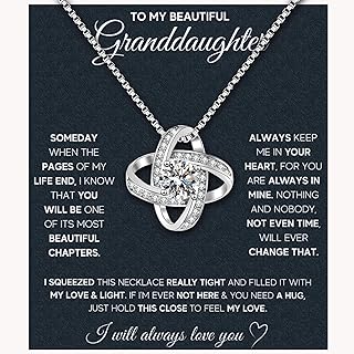 Granddaughter Necklace Granddaughter Gifts From Grandma Grandpa To My Granddaughter Necklace Christmas Graduation Birthday Gifts With Message Card & LED Box (683-Love knot)