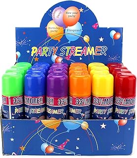 24 pcs Pack of Fun Party Streamer Spray String In A Can for Children's Parties, Party Supplies Perfect For Kid's Parties/Events