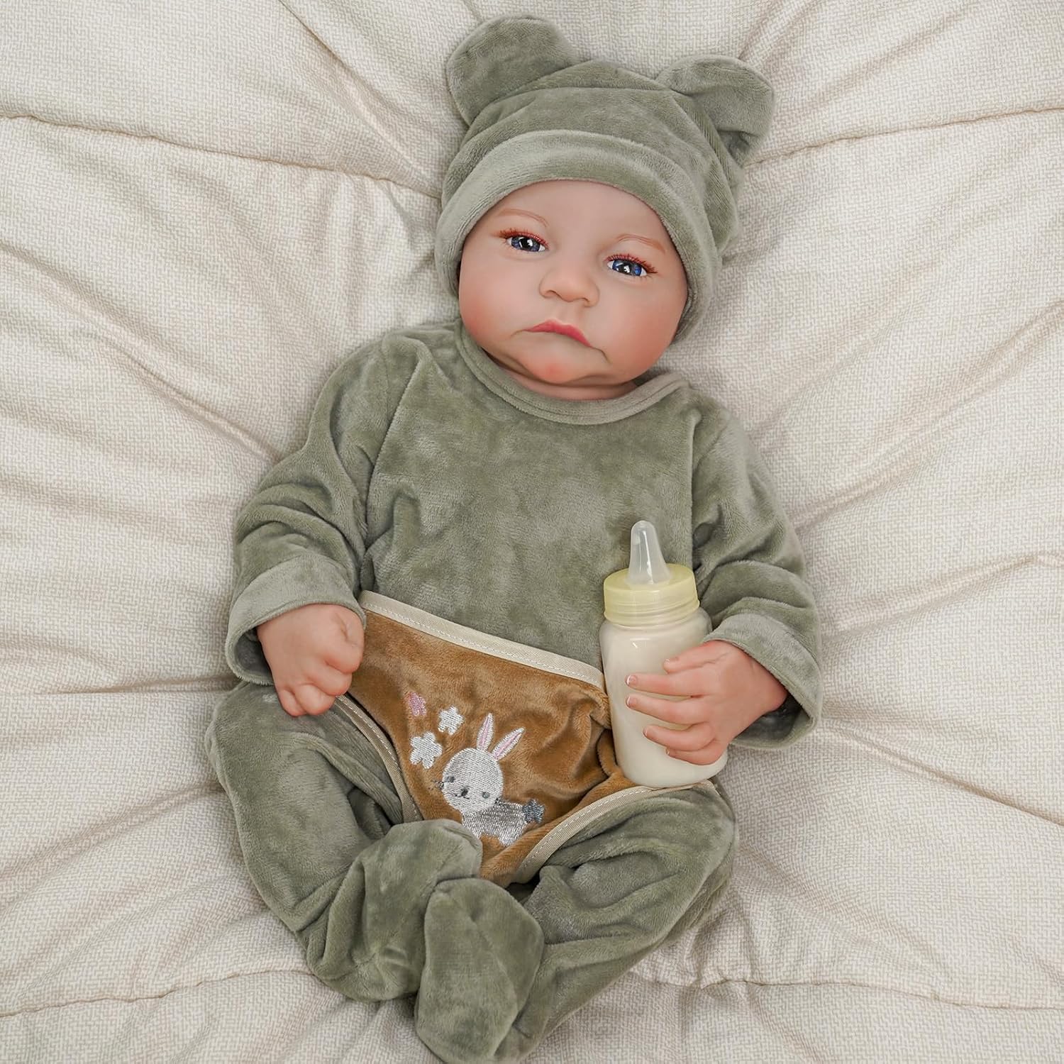 BABESIDE Reborn Dolls Boy 18 Inch Realistic Baby Awake Reborn Newborn Real Life Lifelike Doll Looks Like a Real Full Vin-yl Body Open Eye