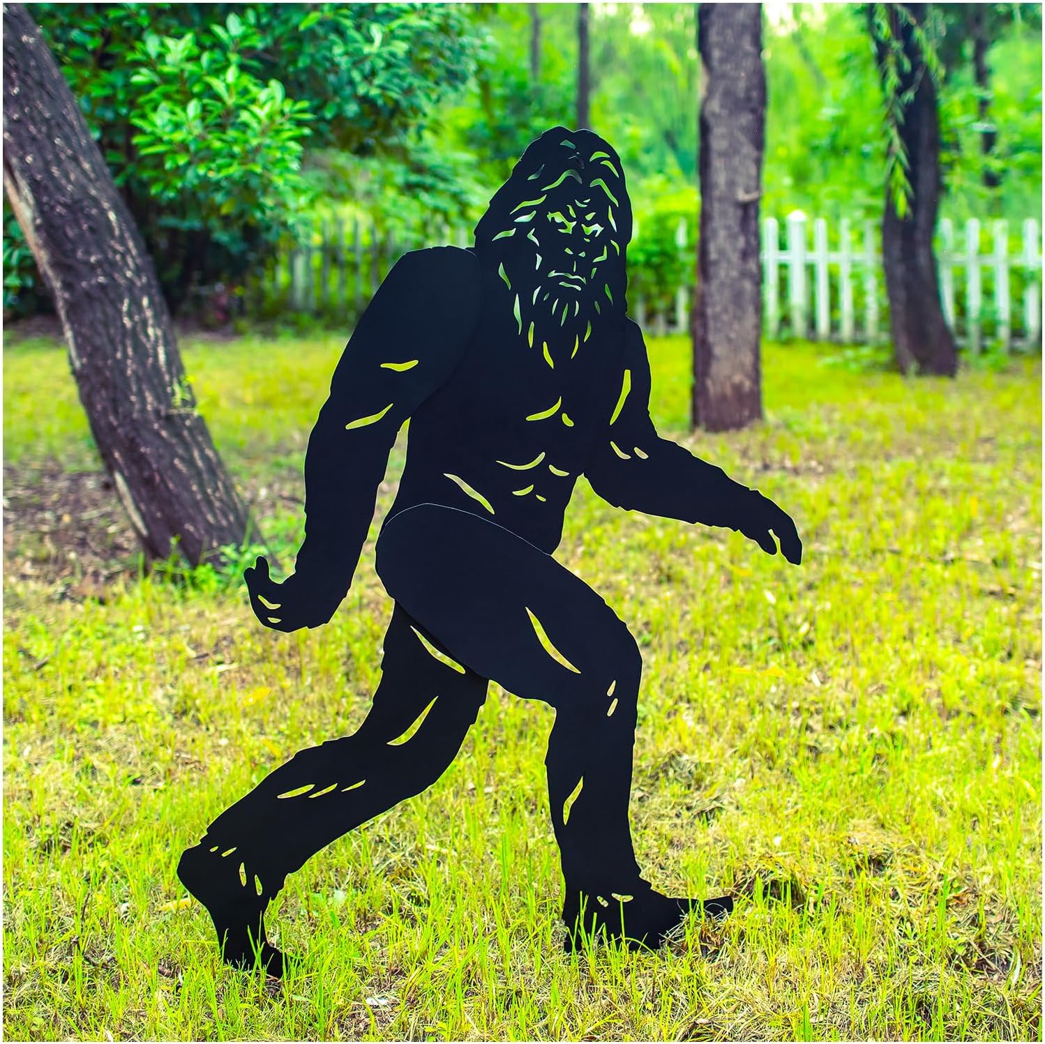 SRDJXY 4ft Bigfoot Outdoor Decor Metal Big Foot Sasquatch Gifts for Men Women Dad Bigfoot Silhouette Statues for Garden, Outside, Yard Art, Patio, Yard Display, Forests, Lawn Decorations