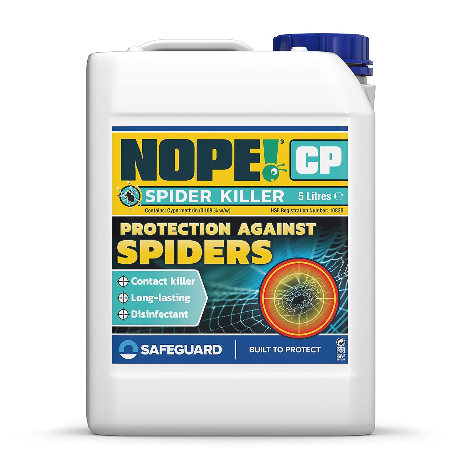 NOPE! Spider Killer Repellent - Contact Killer. For all Types of Spiders. Residual Action, Odourless, Non-Staining for Indoor and Outdoor Use. 5 Litre