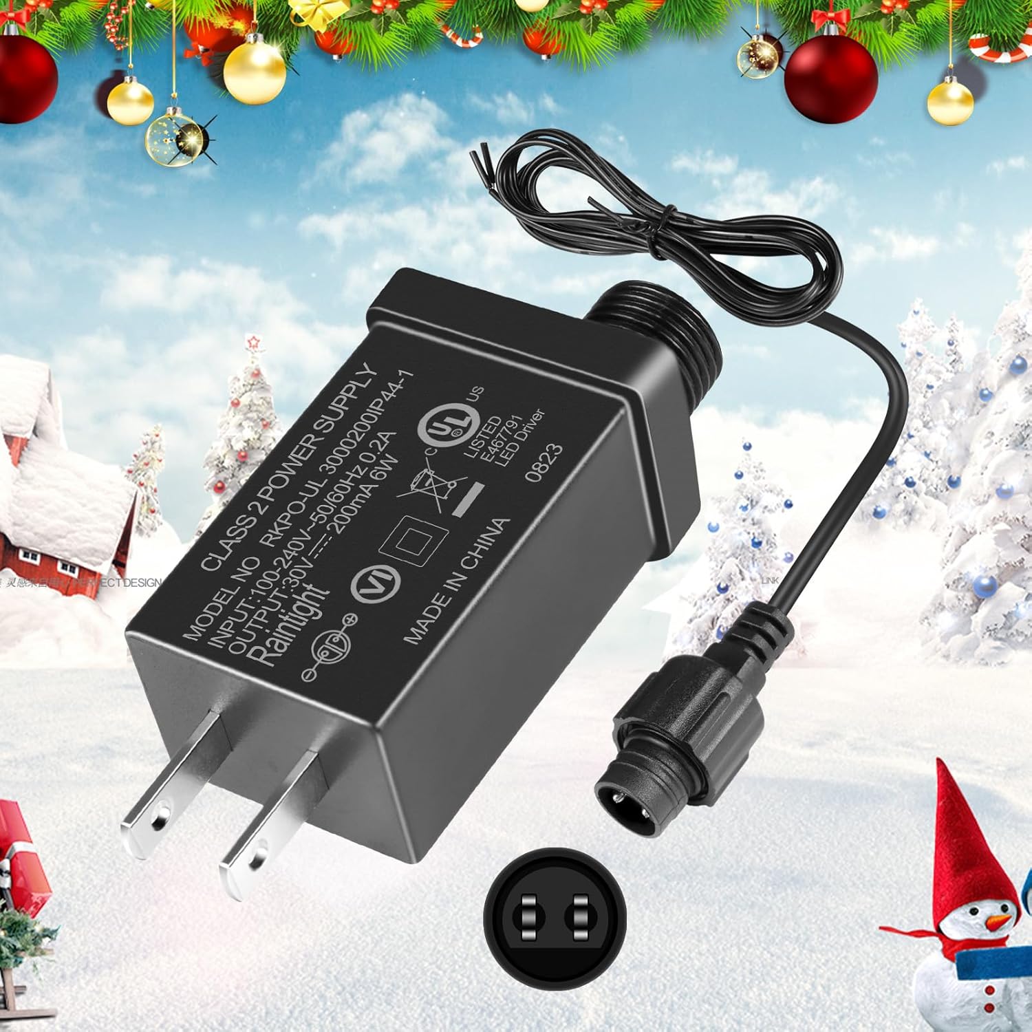 inShareplus 30V 0.2A Class 2 Power Supply, 6W Class 2 Transformer Replacement, IP44 AC 100~240v LED Power Adapter for Christmas Tree, String Light, Lawn Lamp, Inflatable Device
