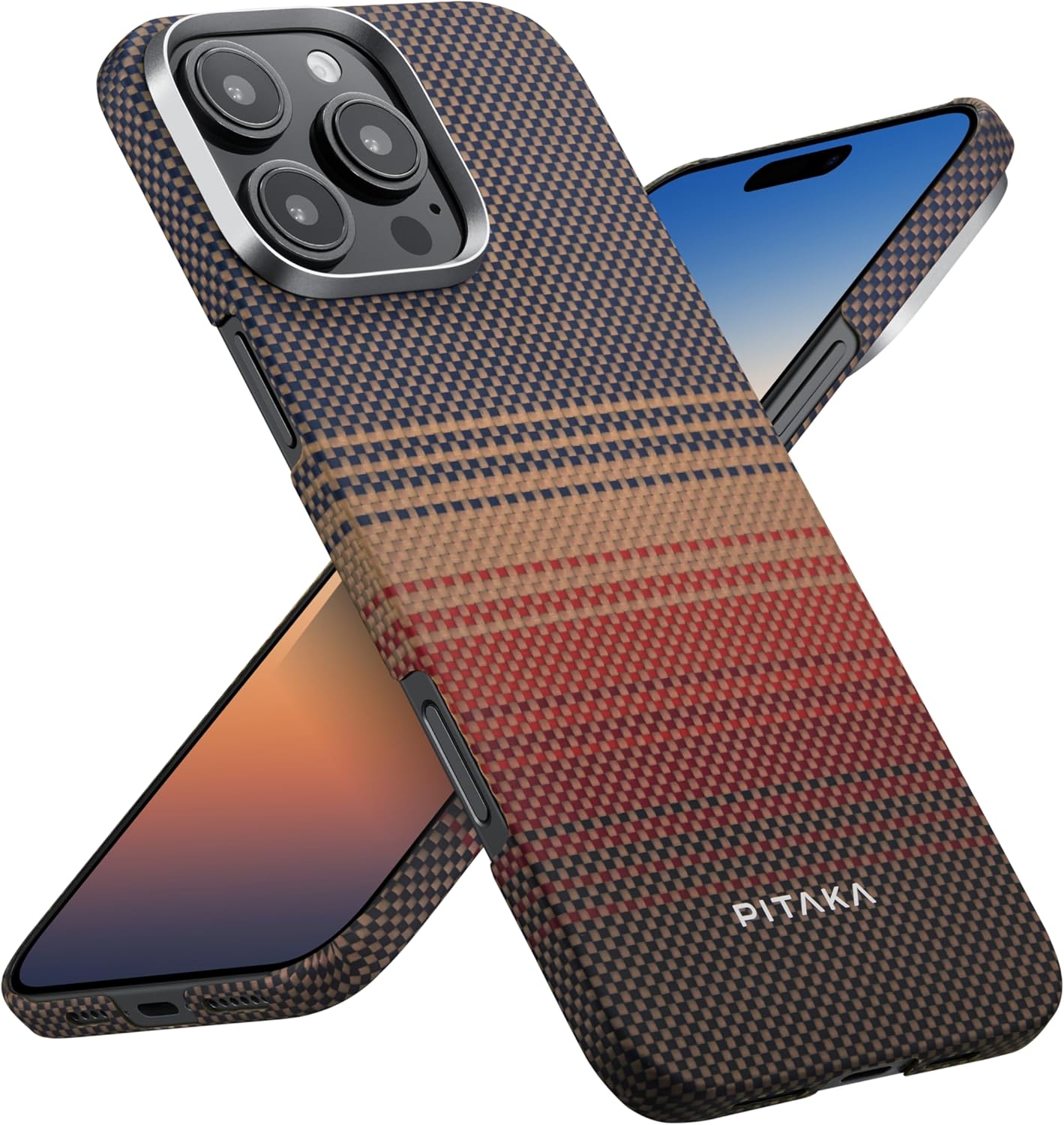 pitaka for iPhone 16 Pro Max Case Compatible with MagSafe, Thin & Light Case iPhone 16 Pro Max with a Caseless Feel, 1500D Aramid Fiber Woven [Tactile Woven-Sunset]