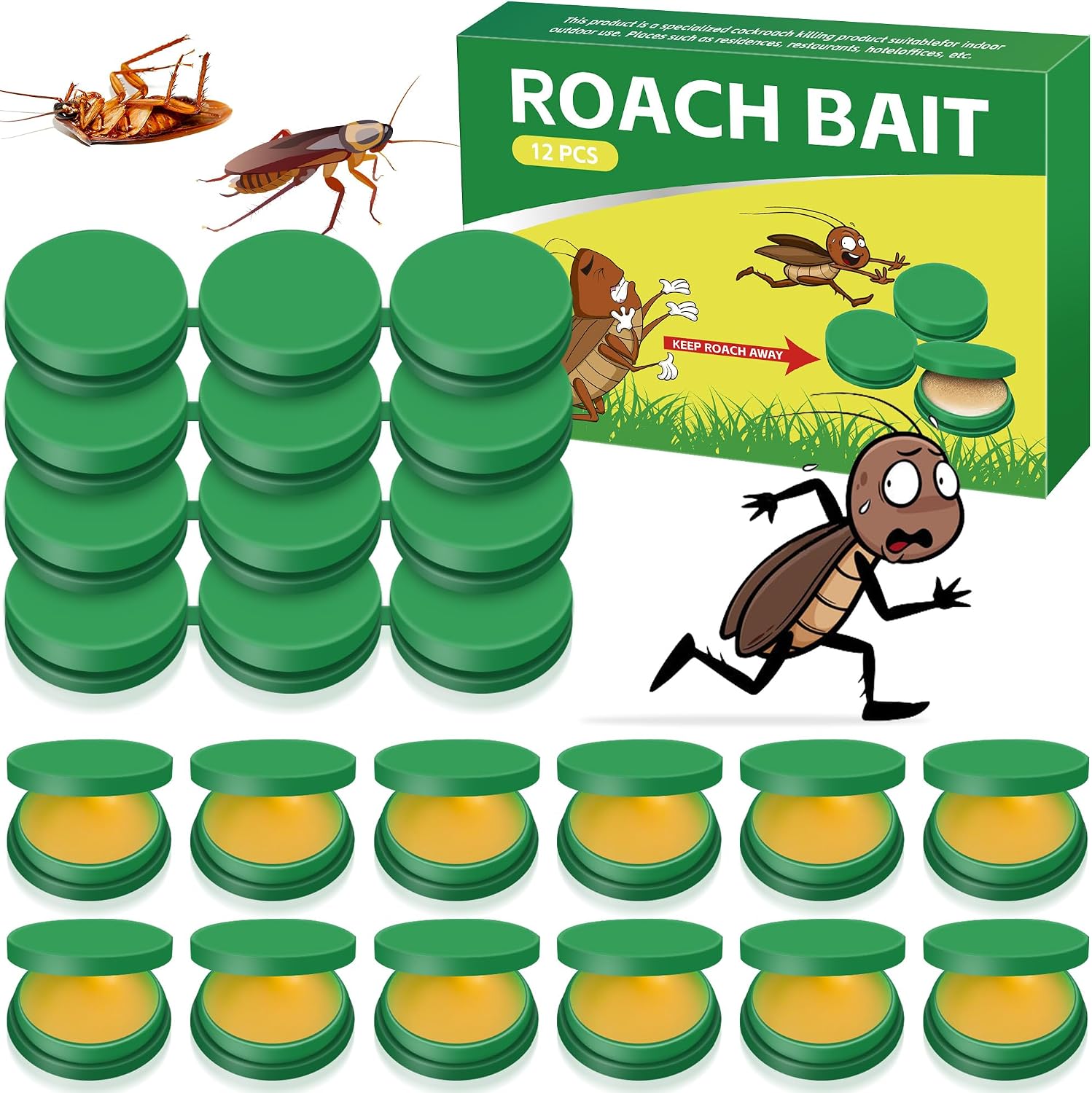 Roach Bait - Cockroach Killer Indoor Infestation, Roach Traps Cockroach Bait Gel, Get Rid of Roaches Permanently Indoor Home & Outdoor Infestation, Cockroaches Repellent Killer (12)