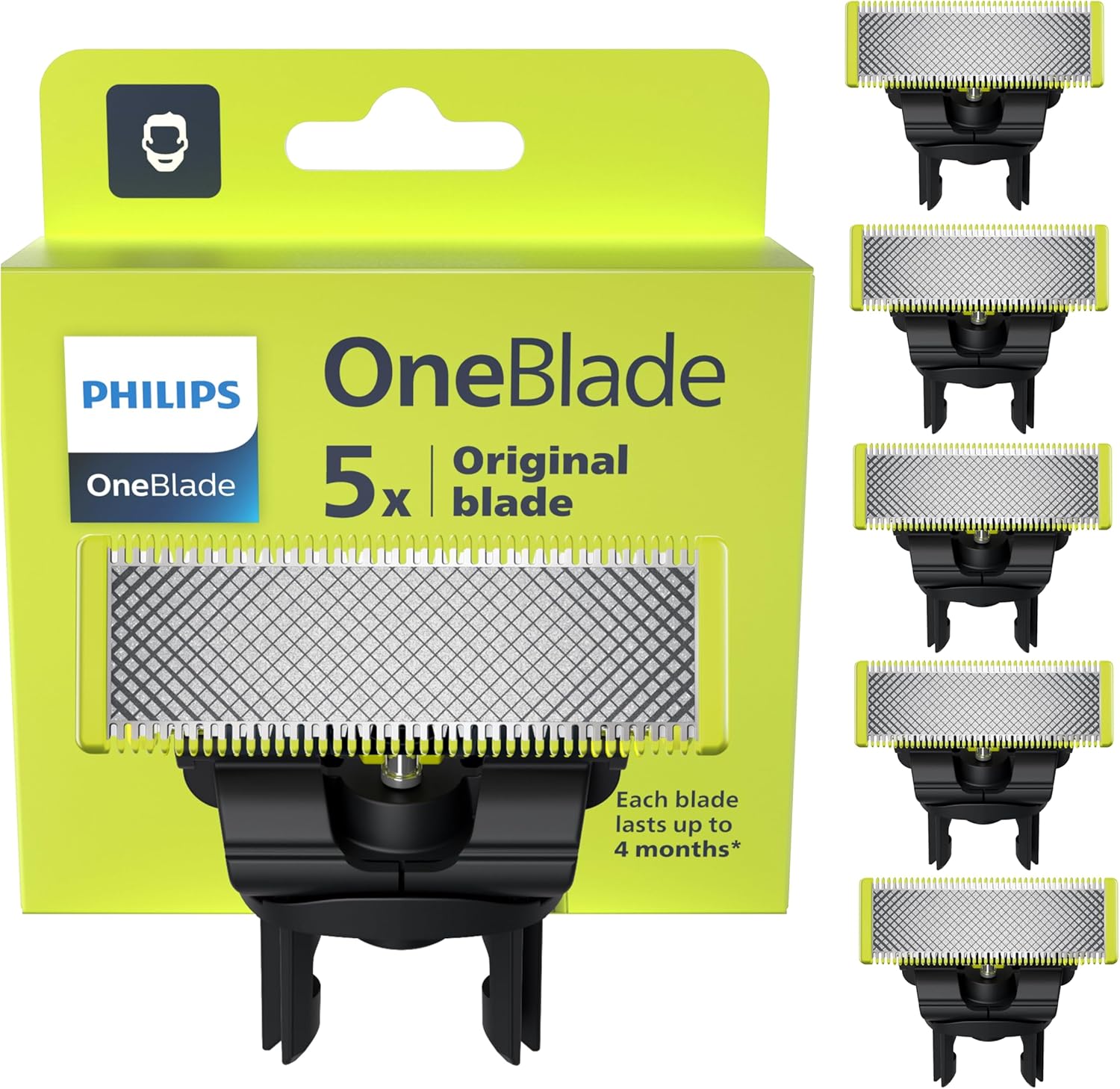 Philips OneBlade 5 Stainless Steel Original Replacement Blades Compatible with all OneBlade Electric Razors (model QP250/50)