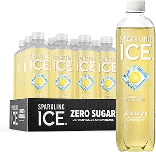 Sparkling Ice, Classic Lemonade Sparkling Water, Zero Sugar Flavored Water, with Vitamins and Antioxidants, Low Calorie Beverage, 17 oz Bottles (Pack of 12)