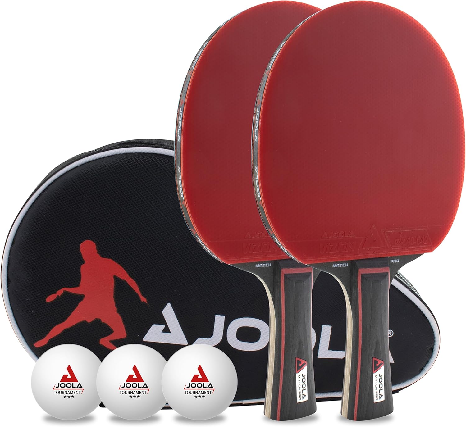 JOOLA Duo PRO 2-Player Table Tennis Set - 2 Bats + 3 Balls + Cover