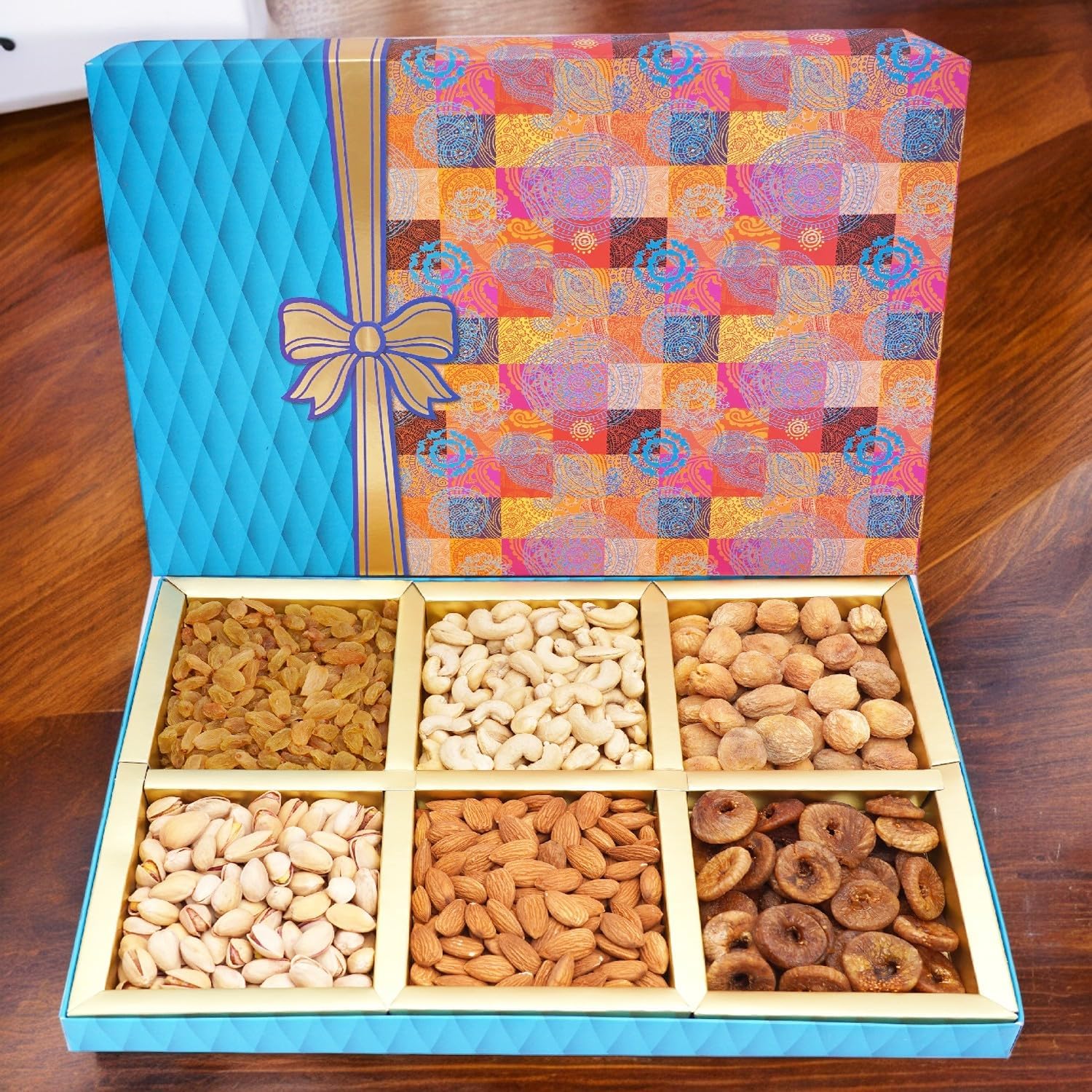 Ghasitaram Gifts Diwali Gifts Fruit n Nut Box of 6 Dryfruits 600 GMS