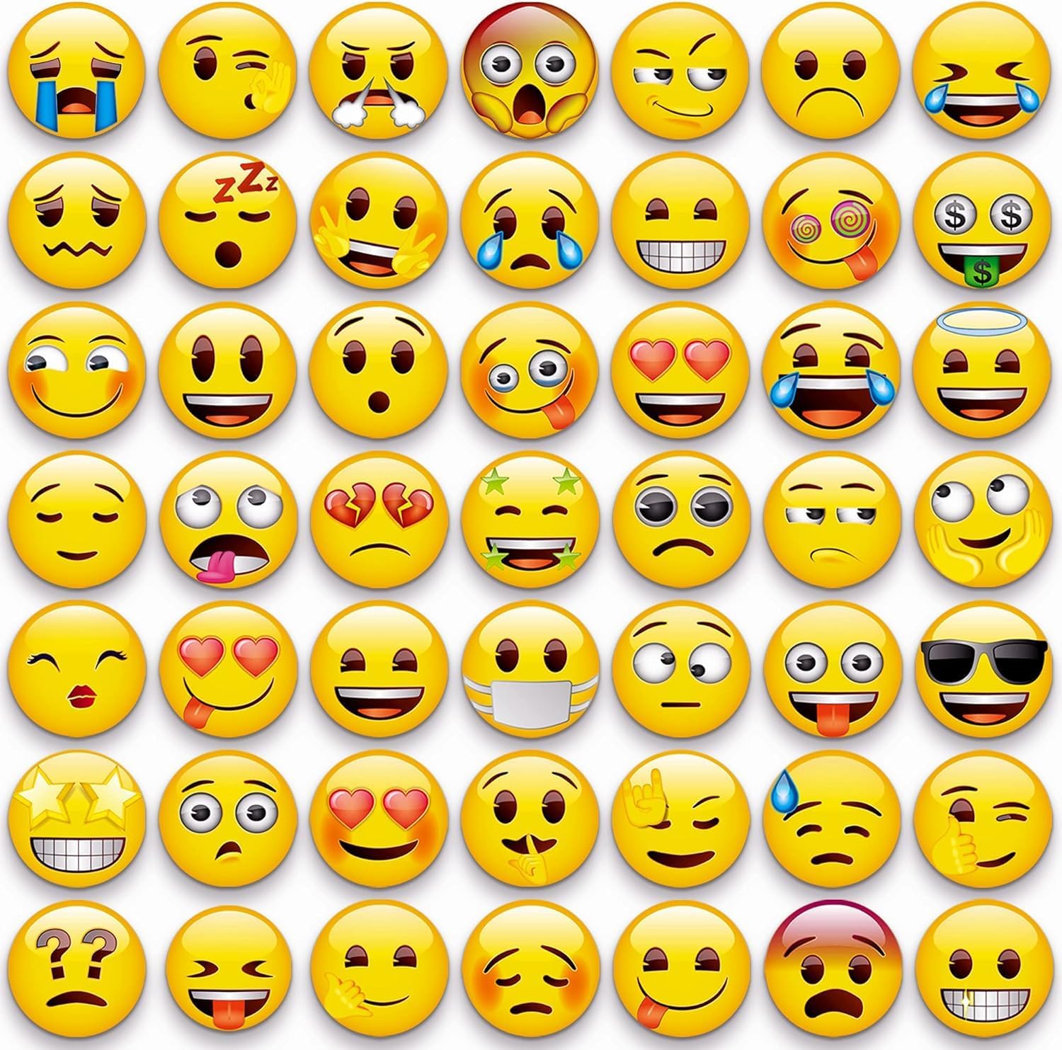 Laywvco 54Pcs Emoji Refrigerator Magnets Fridge Magnets for Locker Whiteboard Decorative Magnets - Cute Funny Magnets for School Home Kitchen Office Gift for Teacher Family and Friend