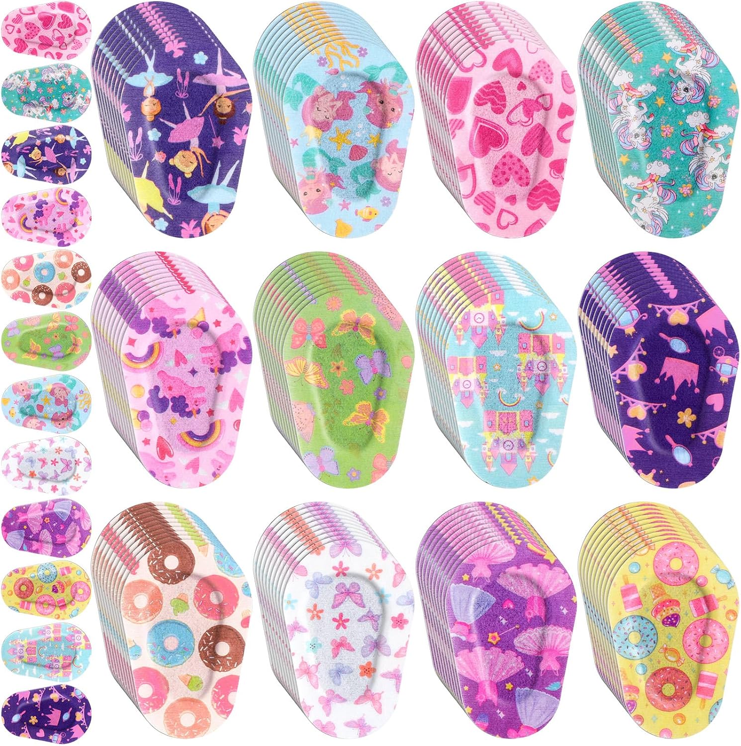Panelee 60 Pcs Adhesive Kids Eye Patches Bulk for Girls Toddler, 12 Styles | Breathable Adhesive Eye Patches, Colorful Cartoon Cute Patch for Kids Girls Woman, Light Blocking Cotton and Fun Designs