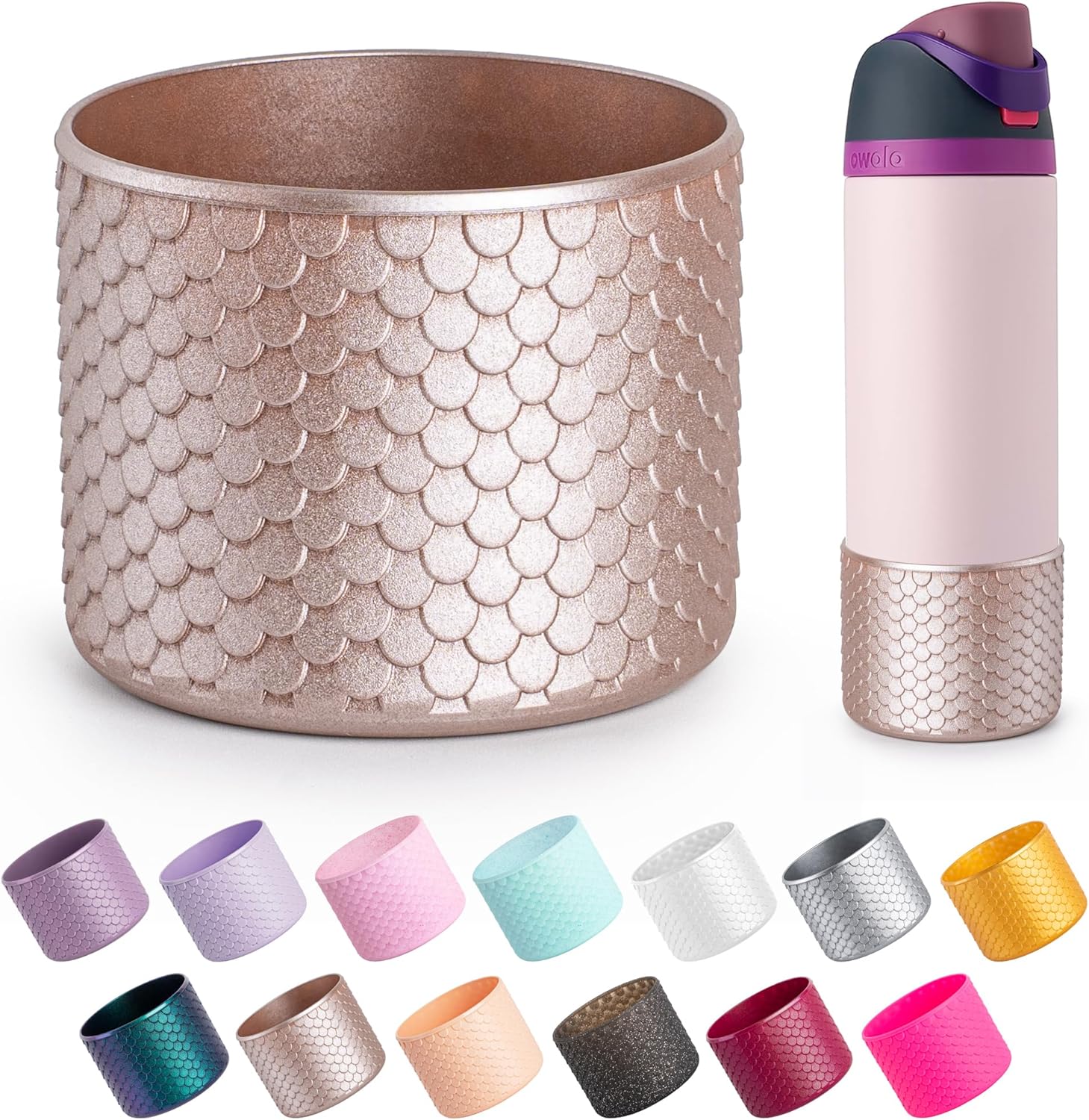 Silicone Boot for Owala Water Bottle 24 oz, Anti-Slip Protective Sleeve for Owala Twist,FreeSip and Flip Stainless Steel Water Bottle,BPA Free (Rose Gold)