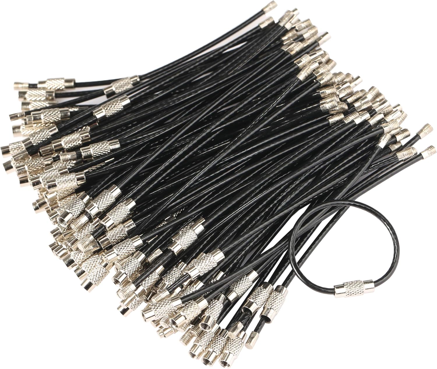 CrocSee 4 Inches Key Rings Stainless Steel Wire Keychains Cable Heavy Duty Luggage Tags Loops Tag Keepers 2mm Twist Barrel (100)