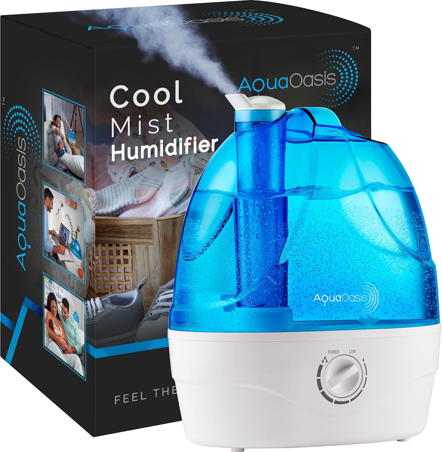AquaOasisยฎ Cool Mist Humidifier (6L Water Tank) Quiet Ultrasonic Humidifiers for Bedroom & Large room - Adjustable -360 Rotation Nozzle, Auto-Shut Off, Humidifiers for Babies Nursery & Whole House