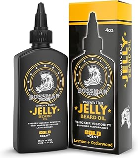 Bossman Beard Oil Jelly (4oz) - Beard Growth Softener, Moisturizer Lotion Gel with Natural Ingredients - Beard Growing Product (Gold Scent)
