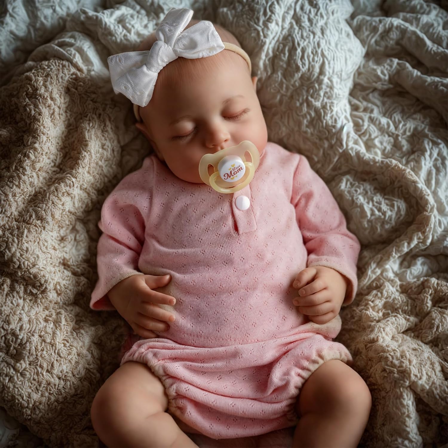 JIZHI Reborn Dolls 20 inch Reborns Cute Girls Softness Body Lifelike Newborn Sleeping Baby Doll with Clothes and Toy Accessories Cute Real Life Babies,Pink