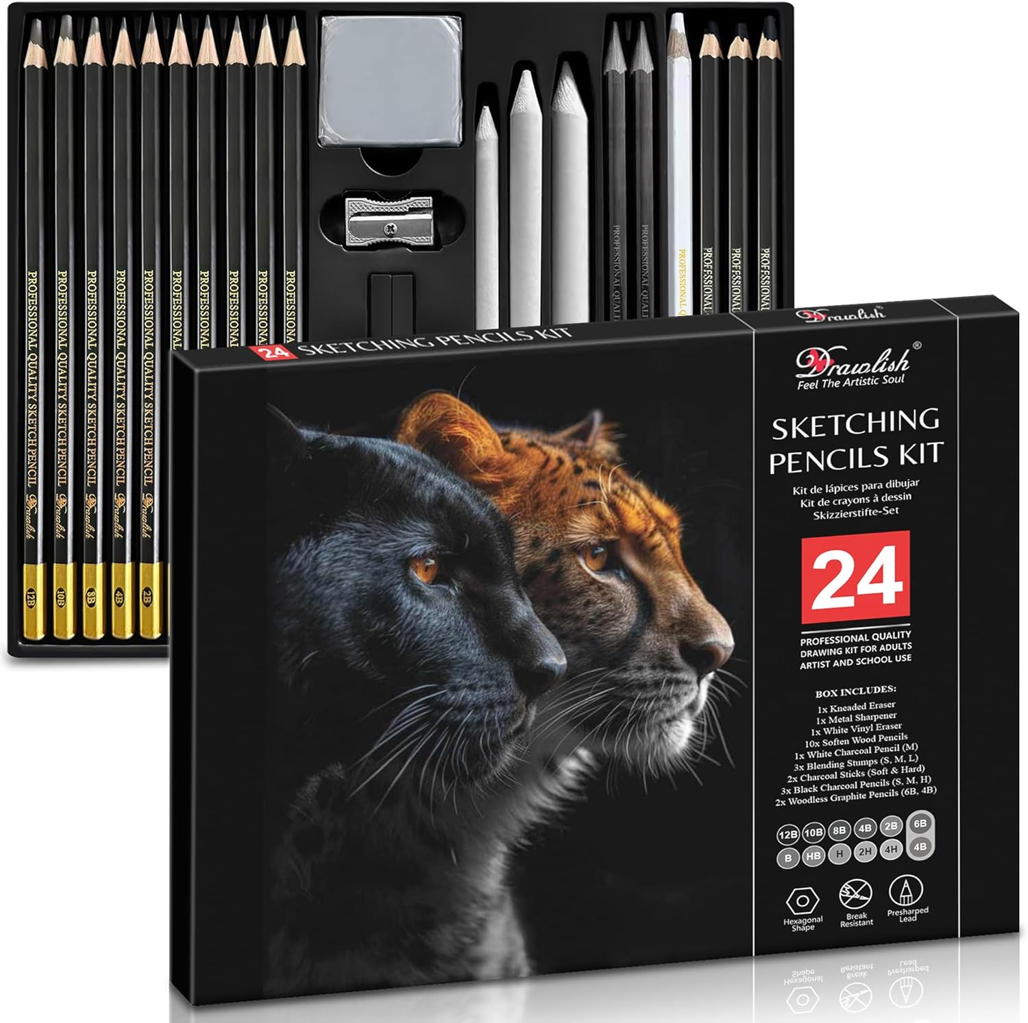 Drawing Set for Adults Pack of 24 - Drawing Pencils for Artists & Professionals - Ideal Sketching Pencils Art Set for All of Your Creative Needs