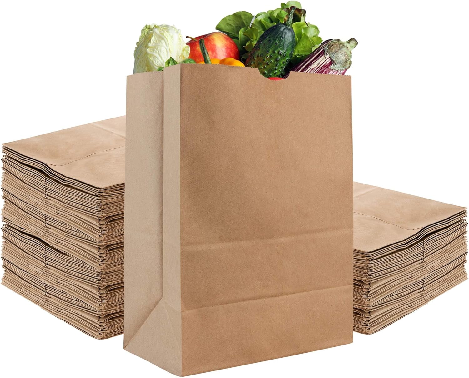 Stock Your Home 52 lb Kraft Brown Paper Bags (100 Count) – Bulk Large Grocery Bags for Shopping
