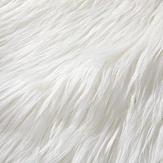 Faux Fur Fabric Christmas Fluffy Fuzzy Craft Shaggy Synthetic Plush Patch Sewing Fur Cuts for DIY Halloween Winter Costume Gnome Beard Miniature Dolls Costume Rugs Mats (White,60 x 18 Inch)
