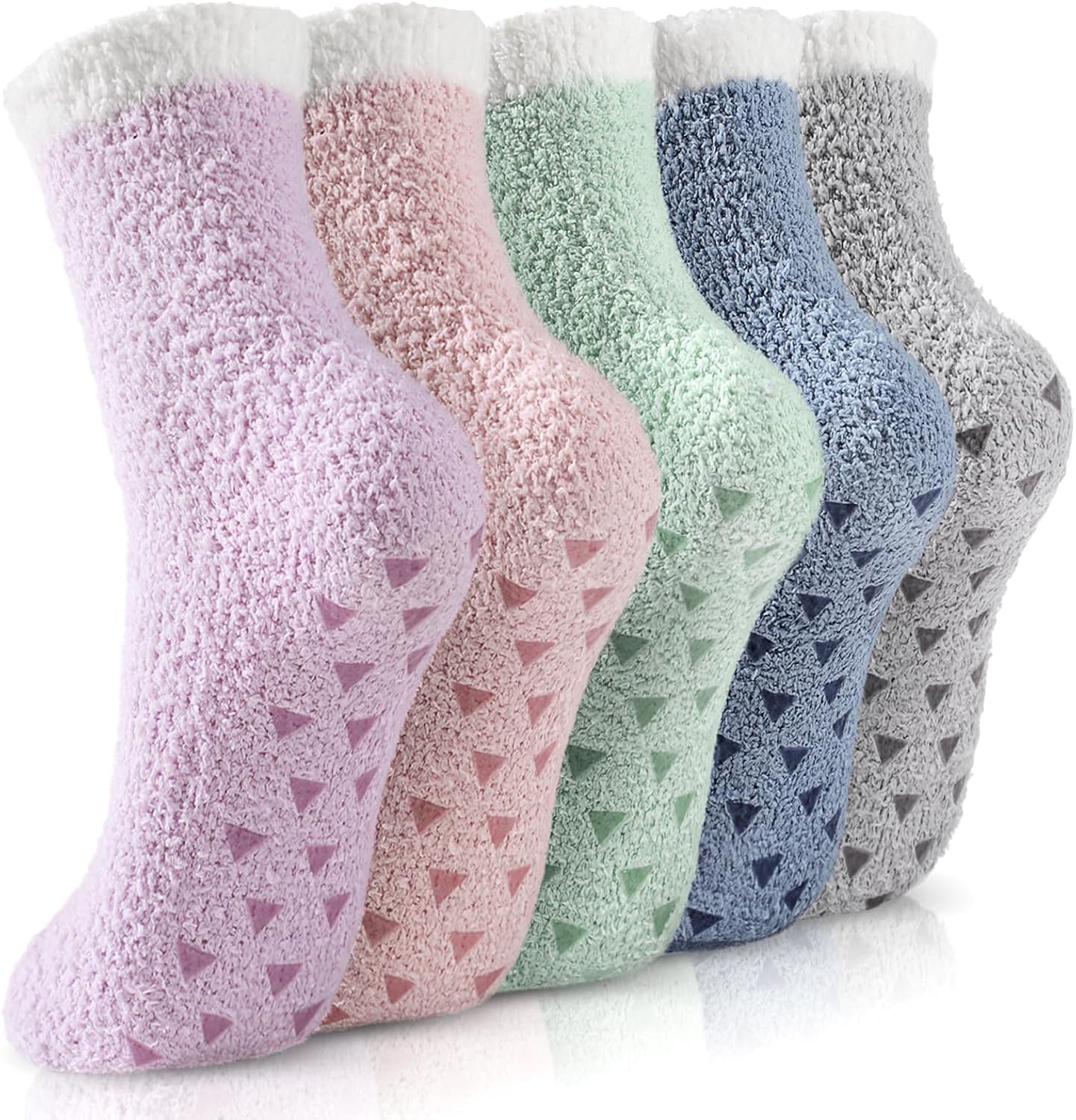 Trifabricy Fuzzy Socks - 5 Pairs Slipper Socks for Women, Cozy Socks, Women's Winter Warm Socks, Non Slip Fuzzy Slipper Socks