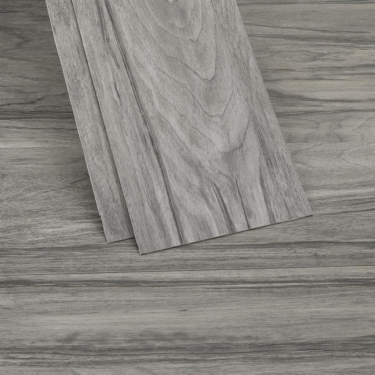INMOZATA Peel and Stick Floor Tile, 36 Pack 54 Sq.Ft Waterproof Vinyl Flooring Tiles 36 x 6 Inches, Self Adhesive Flooring Wood Grain Planks Floor for Bedroom, Kitchen, RV, Office(Mist Gray)