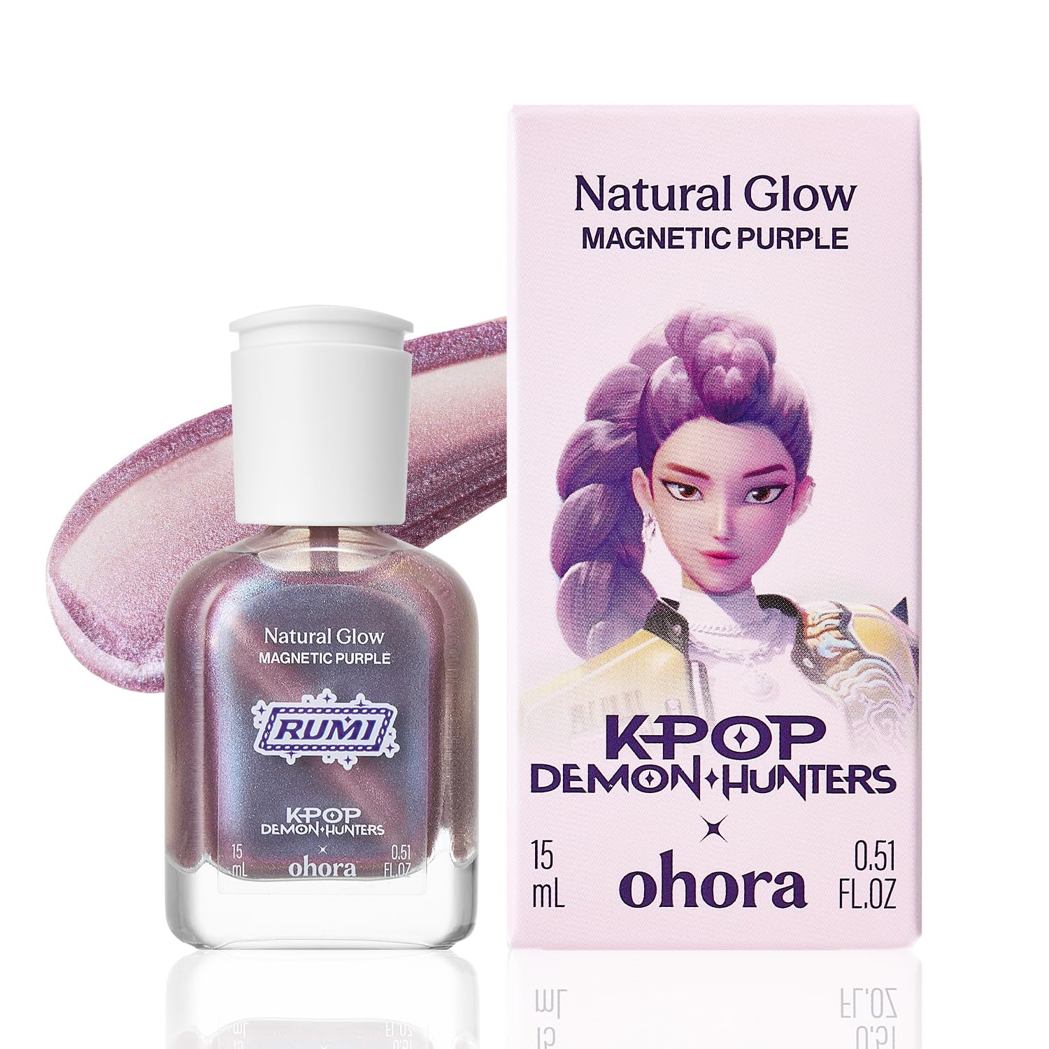 ohora x KPDH Magnetic Nail Care Polish RUMI (Purple), Cat Eye Effect, 15 mL
