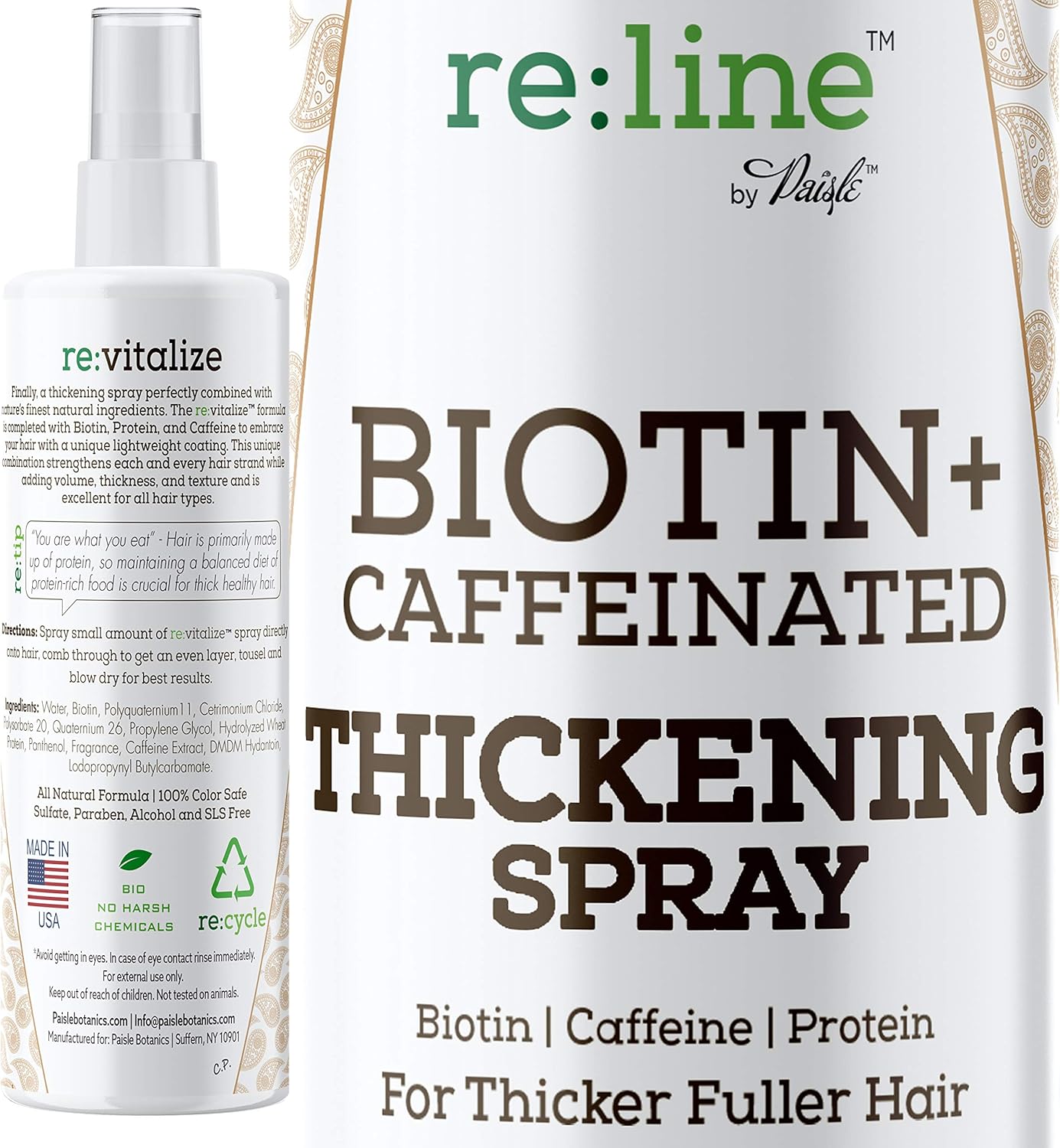 Biotin Hair Thickening Spray for Fine Hair Thickener for Fine Hair Volumizing Spray for Hair Growth Treatment - Infused with Biotin for Hair Growth + Caffeine Dht Blocker NATURAL