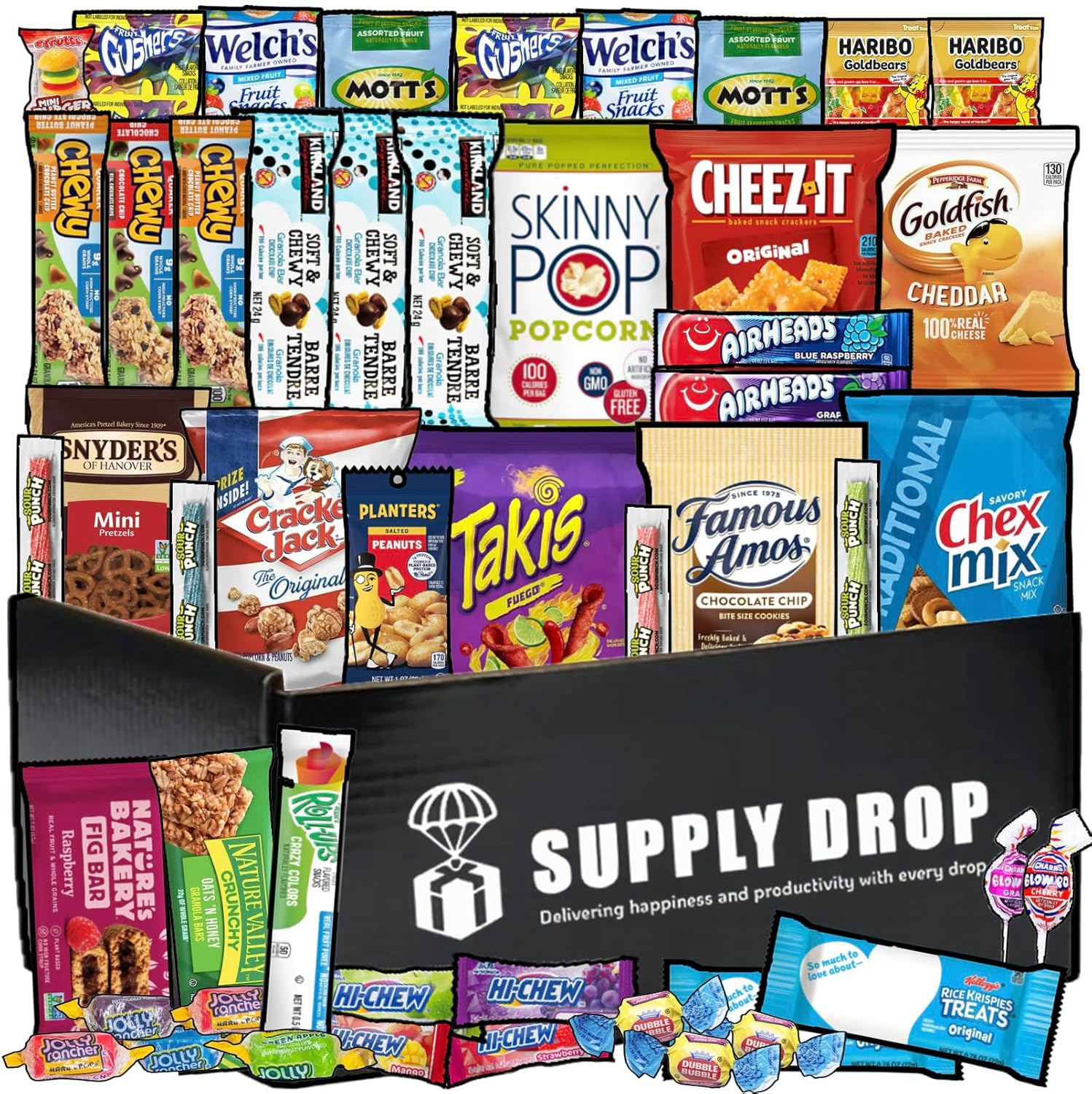 Ultimate Snacks Care Package - 50-Count Bulk Variety Assortment with Chips, Cookies, Bars, Candies, and Nuts. Perfect for Christmas, Office Meetings, Friends & Family, Military, College Students, and New Year Celebrations