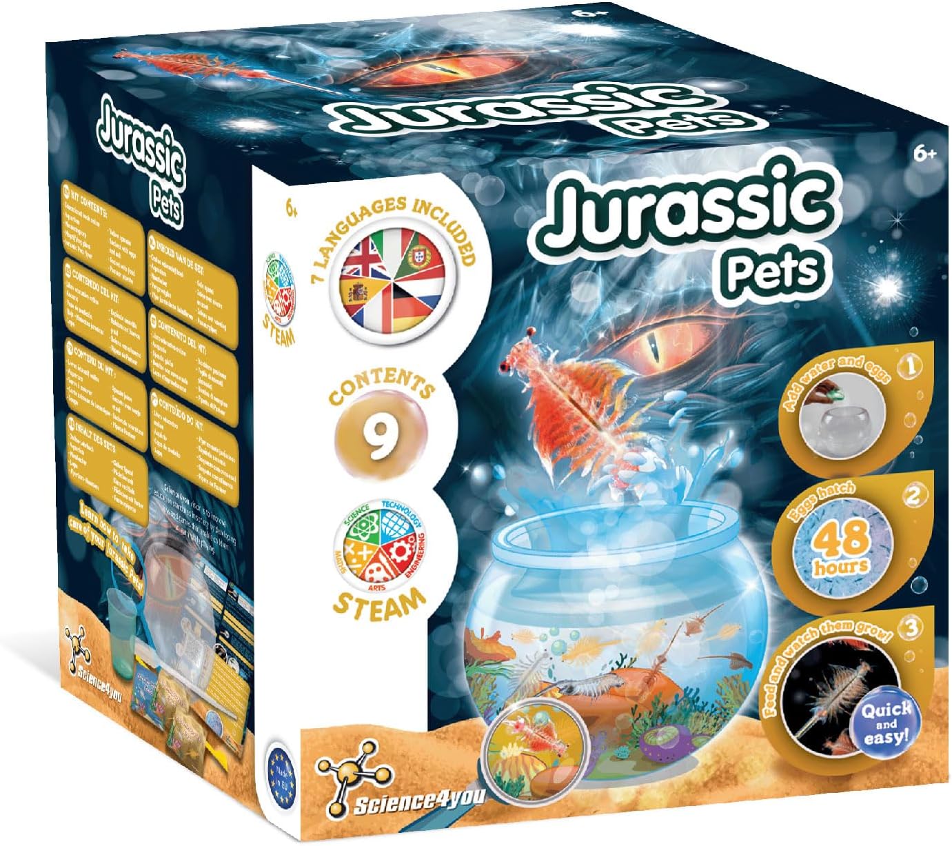 Science4you Jurassic Pets (Triops Family) - Water Dragons Kit, Grow Your Own Aquatic Sea Creatures, Science Kits for Kids Age 6+, Toys and Games, Gifts for 6+ Year Old Boys and Girls