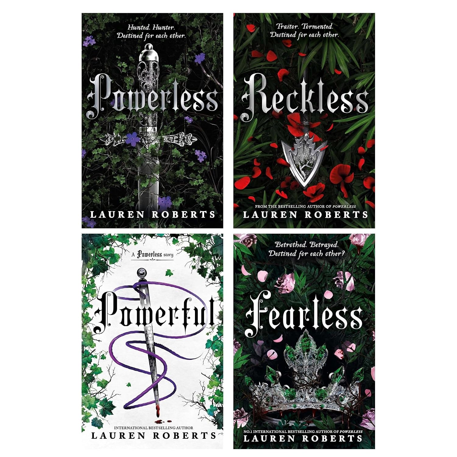 Powerless Trilogy and Powerful 4 Books Collection Set by Lauren Roberts (Powerless, Reckless, Powerful and Fearless)