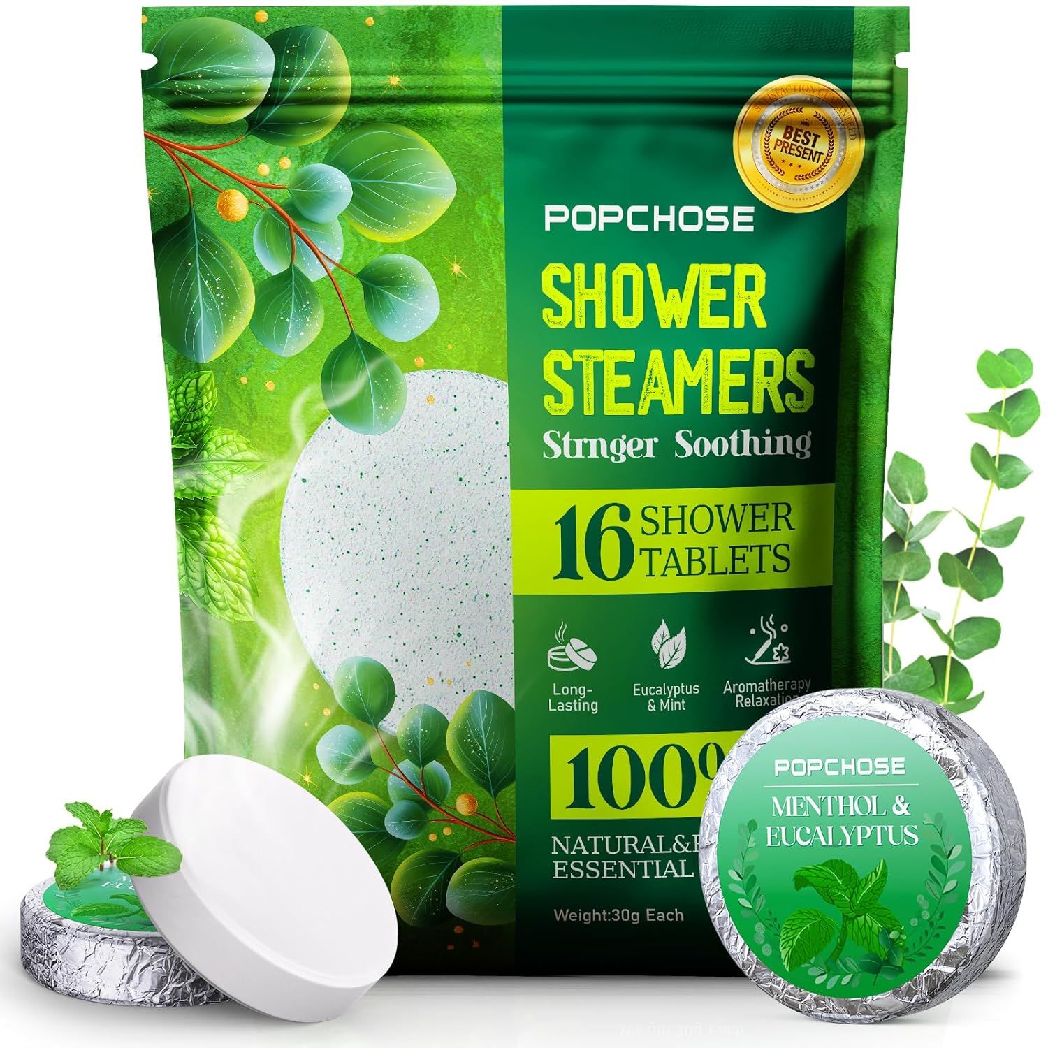 Shower Steamers Aromatherapy POPCHOSE 16 Pack Eucalyptus for Shower, Home SPA & Self Care Relaxation Shower Bombs, Birthday Gifts Stocking Stuffers for Adults Her Mom, Quick Relief Nasal Congestion